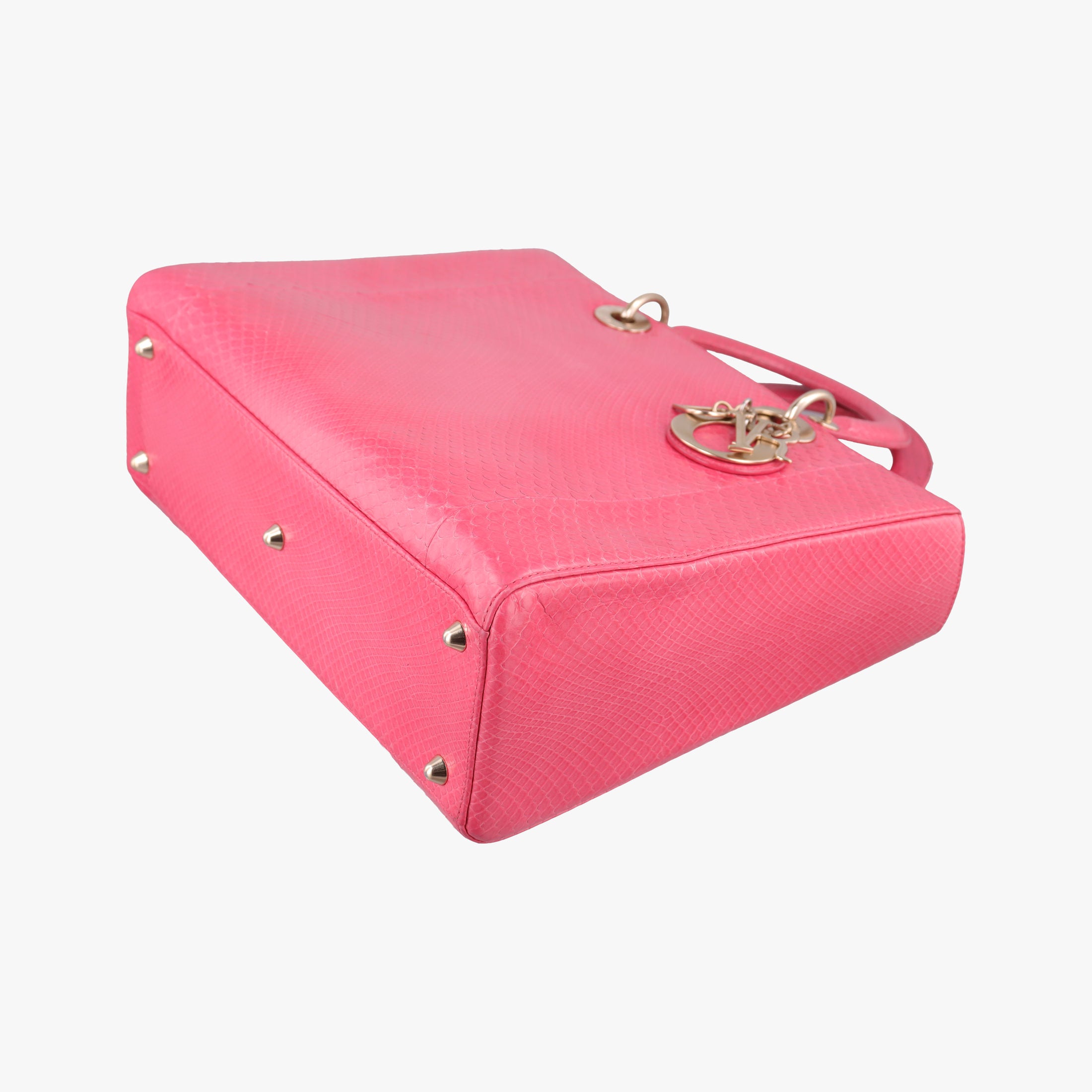 Pre-owned Christian Dior Lady Dior Pink snakeskin  shoulderbag | stylenewstar