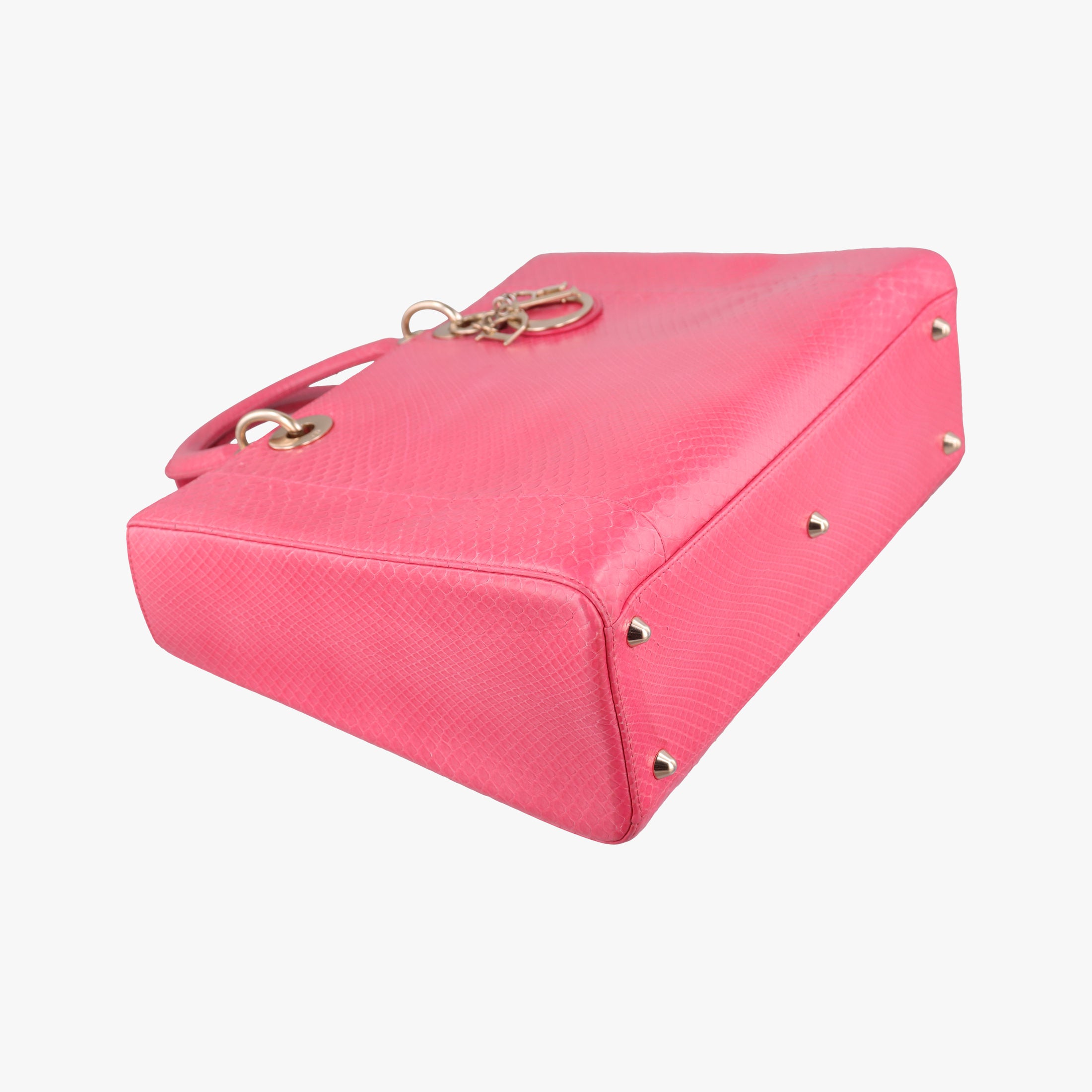 Pre-owned Christian Dior Lady Dior Pink snakeskin  shoulderbag | stylenewstar