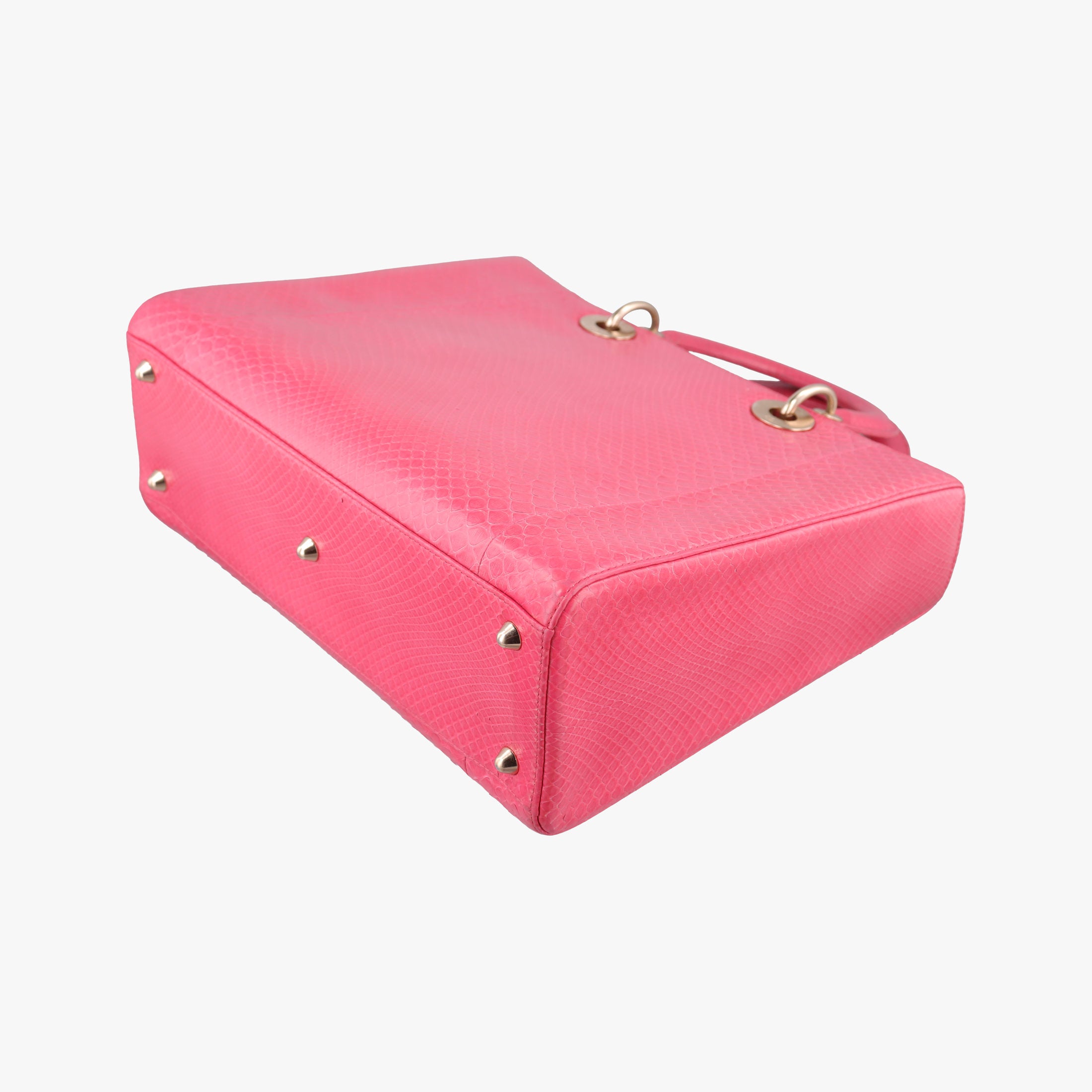 Pre-owned Christian Dior Lady Dior Pink snakeskin  shoulderbag | stylenewstar