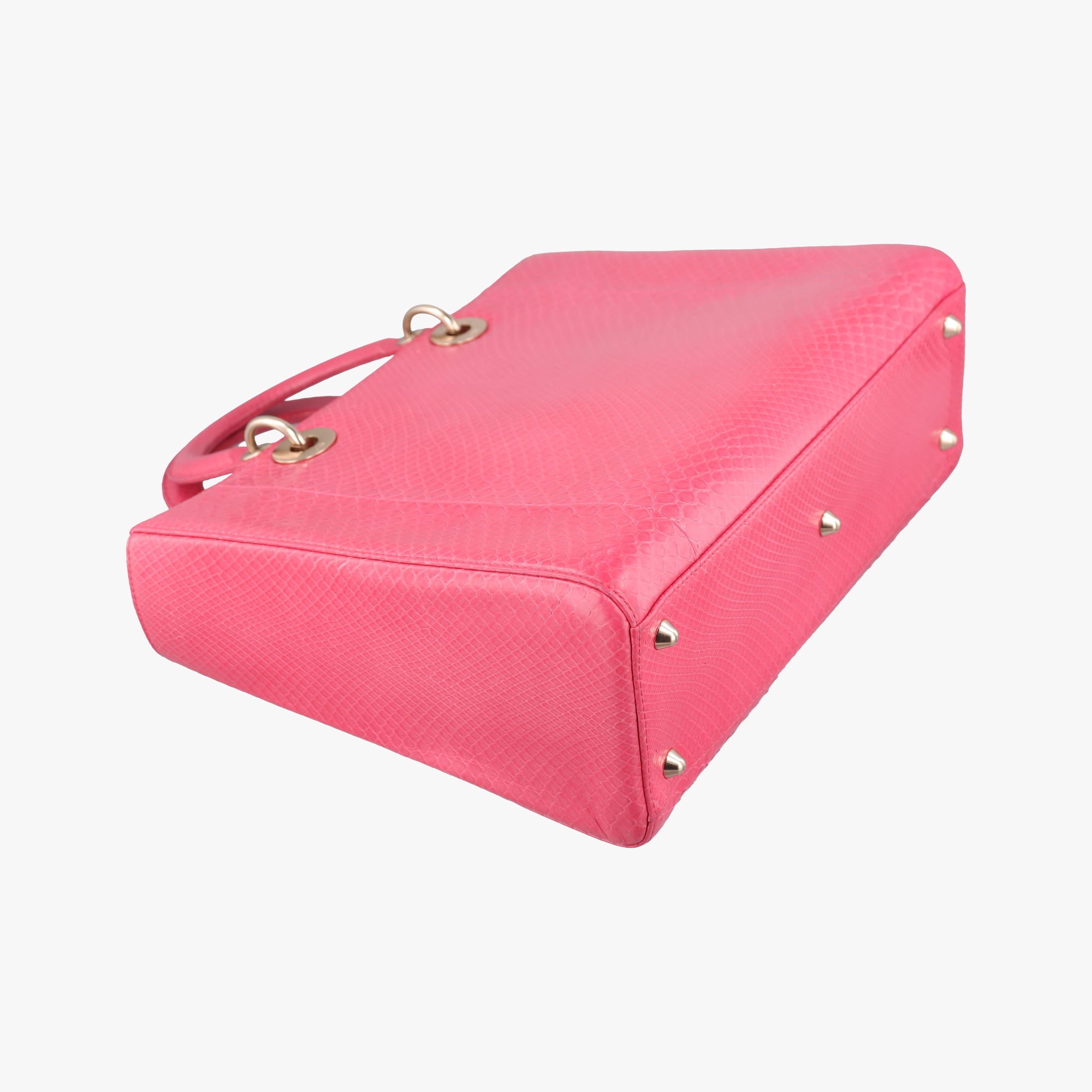 Pre-owned Christian Dior Lady Dior Pink snakeskin  shoulderbag | stylenewstar