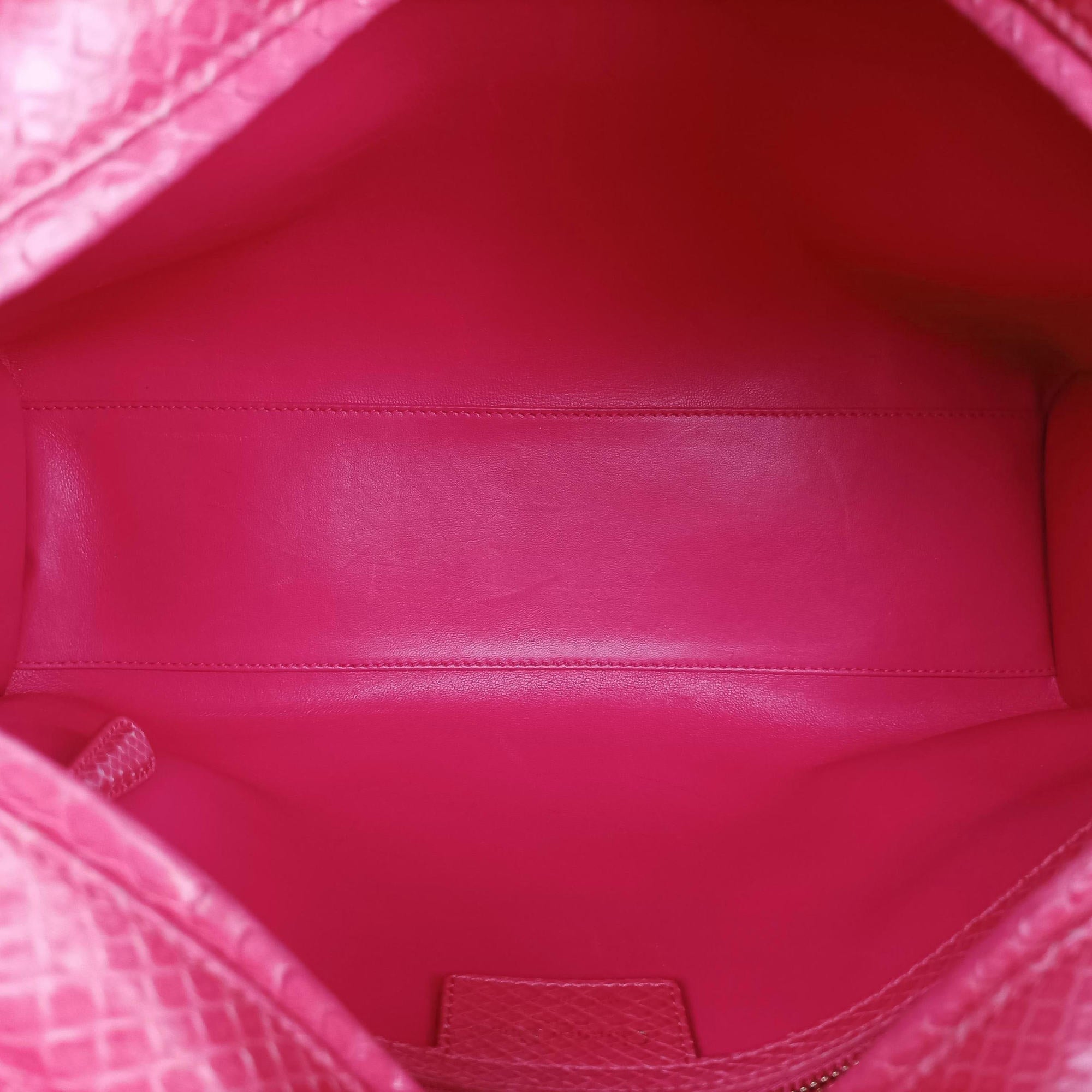 Pre-owned Christian Dior Lady Dior Pink snakeskin  shoulderbag | stylenewstar