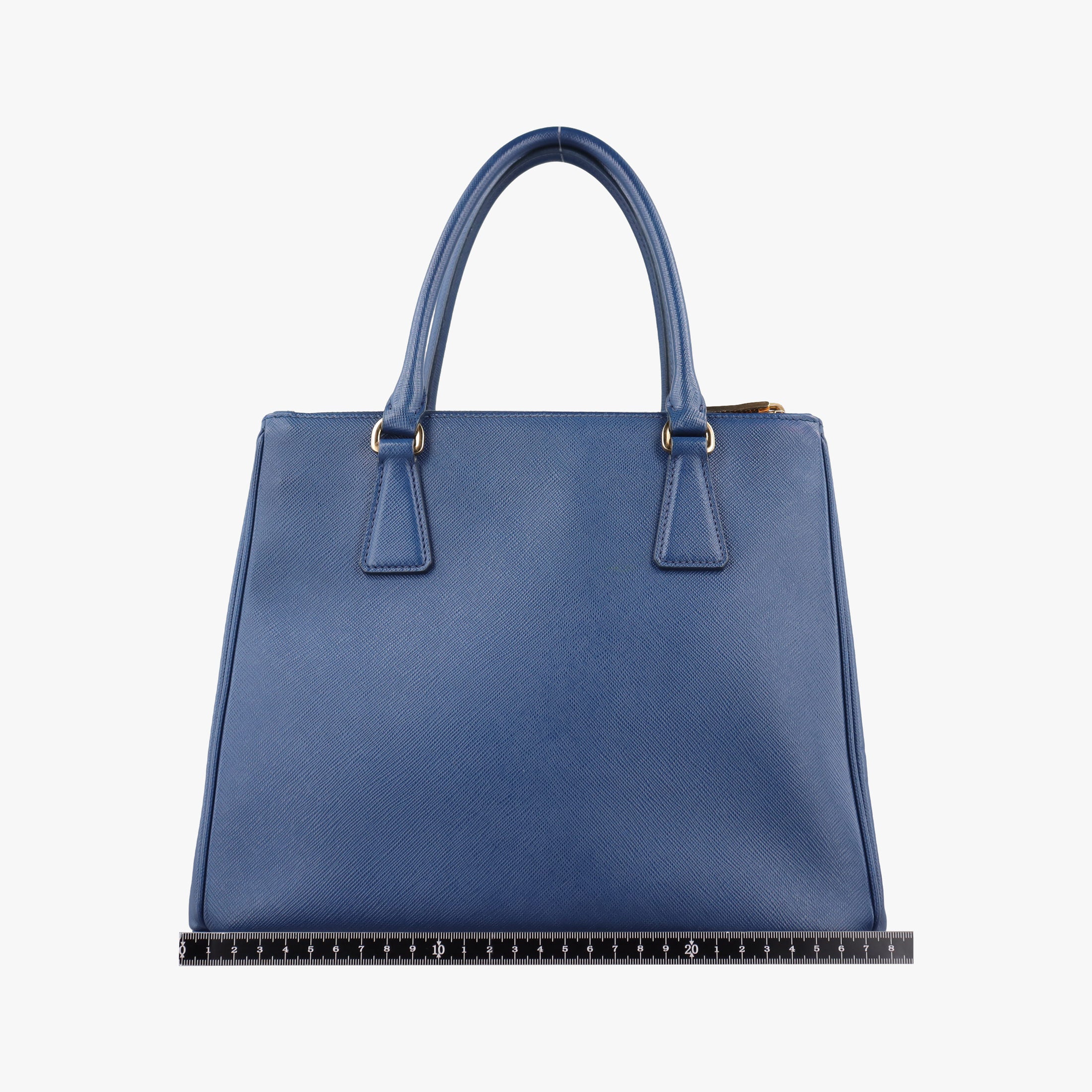 Pre-owned Prada Bi-Color Zip Front Pocket Blue SAFFIANO Leather BN2674 handbag | stylenewstar
