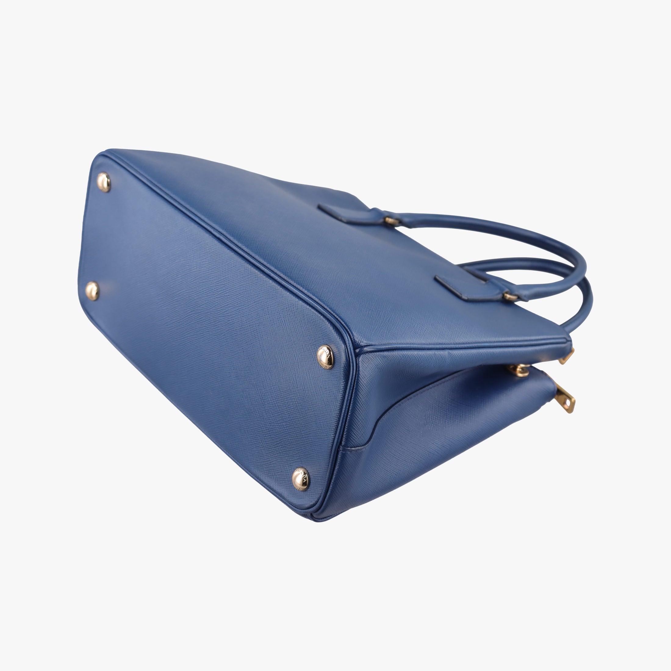 Pre-owned Prada Bi-Color Zip Front Pocket Blue SAFFIANO Leather BN2674 handbag | stylenewstar