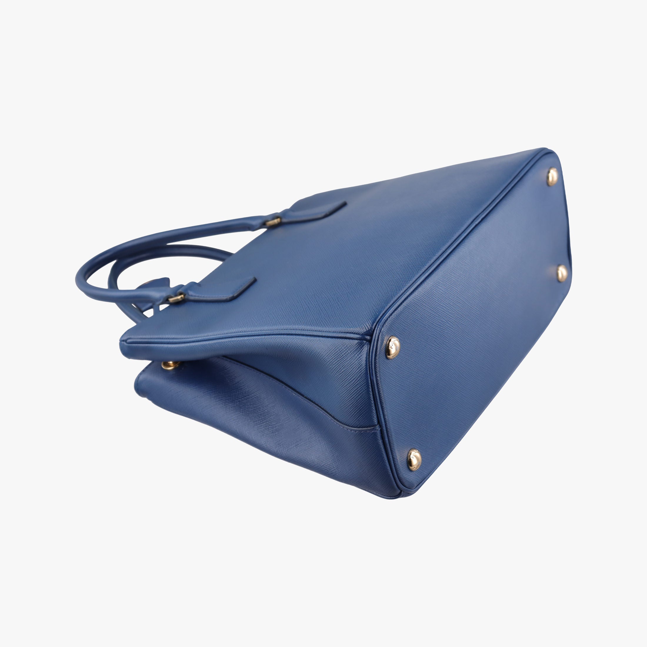 Pre-owned Prada Bi-Color Zip Front Pocket Blue SAFFIANO Leather BN2674 handbag | stylenewstar
