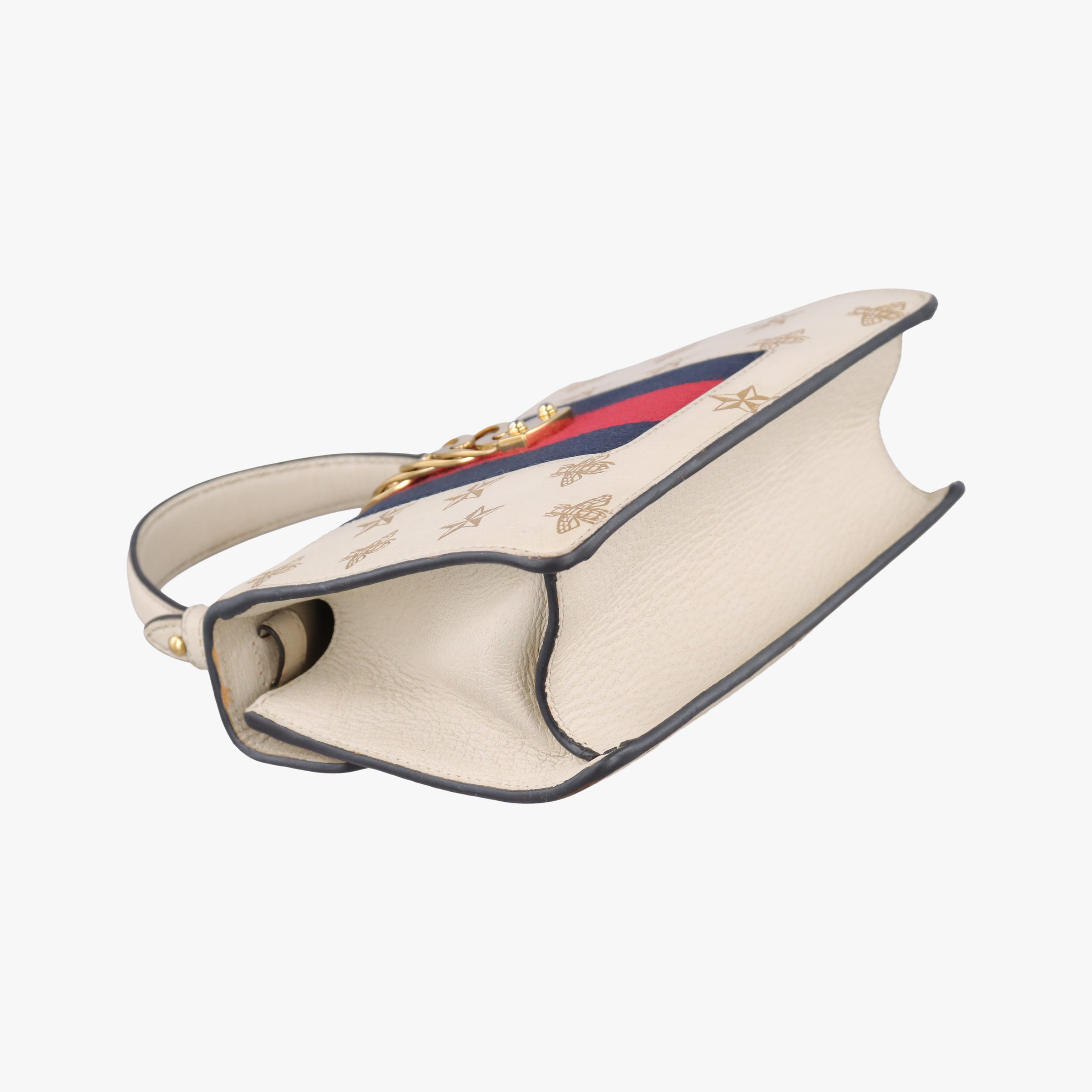 Secondhand Gucci Sylvie Ivory×navy×red Leather 470270 shoulderbag | stylenewstar
