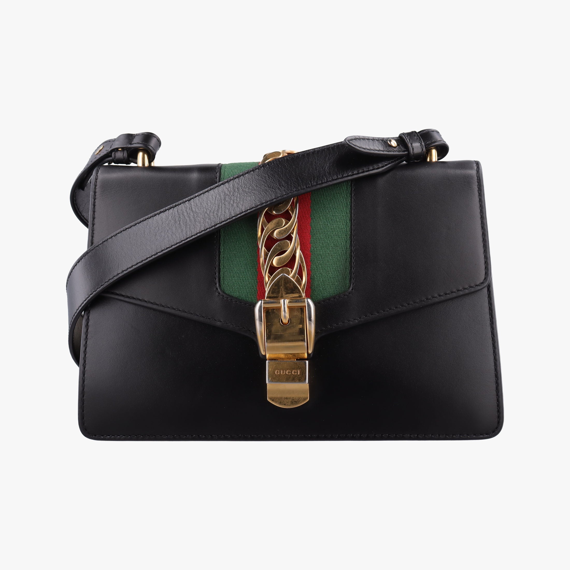 Vintage Gucci Sylvie Black×green×red Leather 421882 shoulderbag | stylenewstar