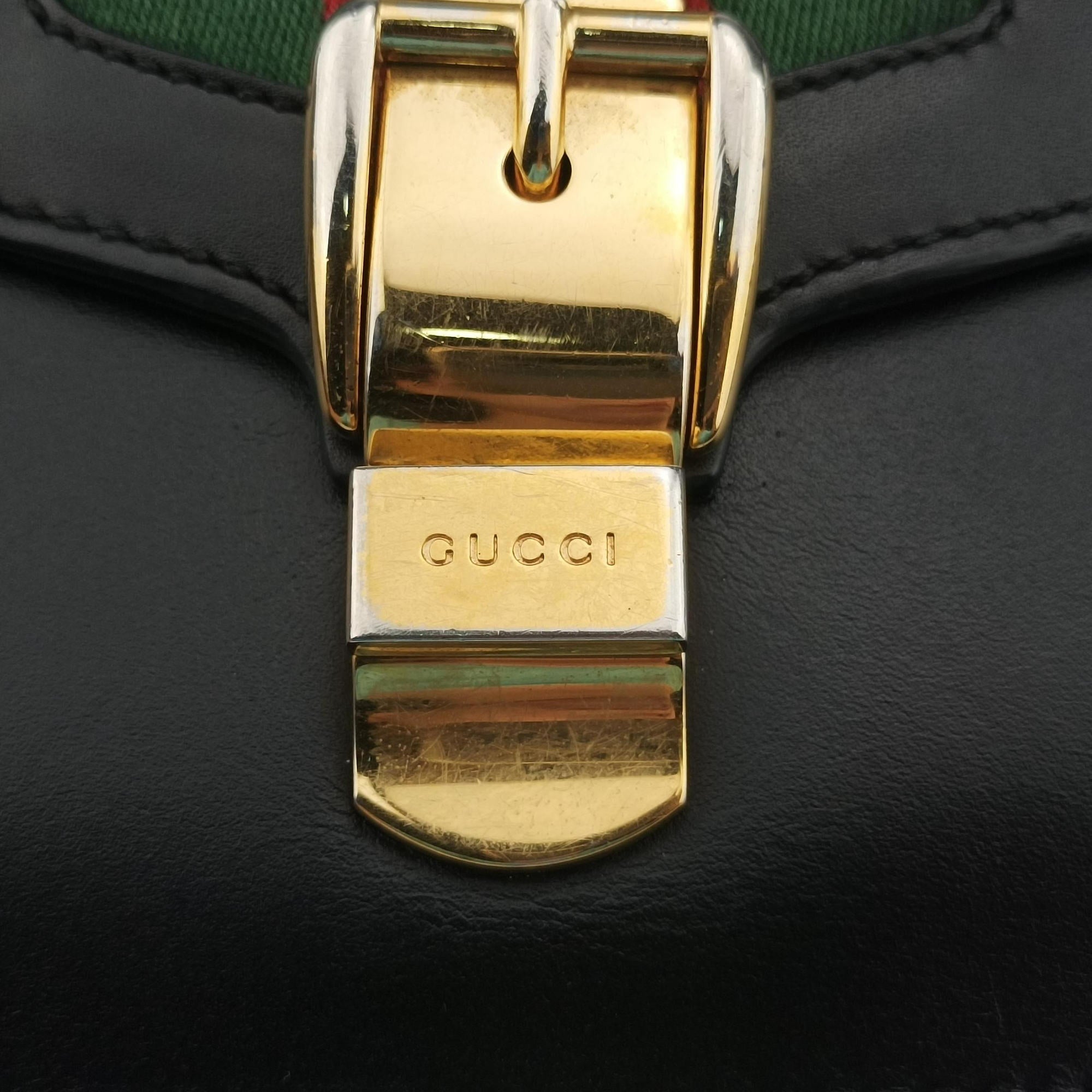 Vintage Gucci Sylvie Black×green×red Leather 421882 shoulderbag | stylenewstar