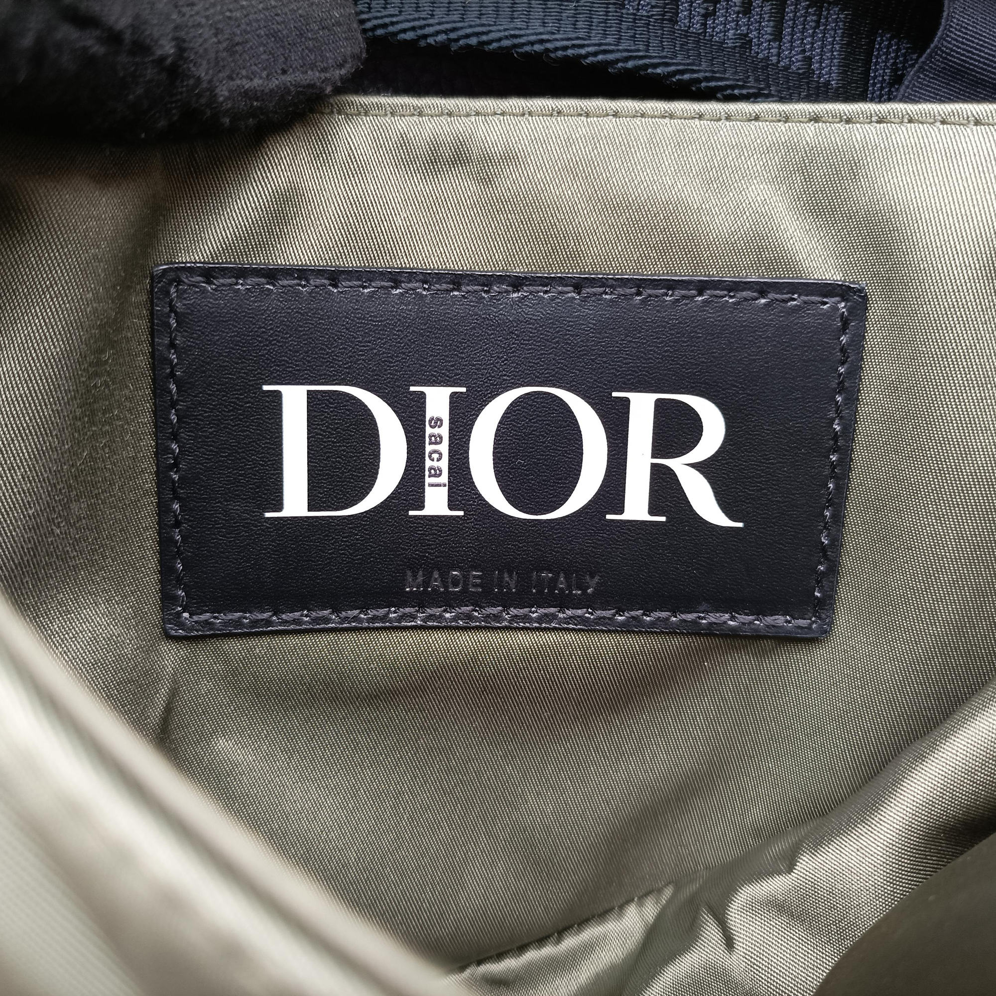 Pre-owned Christian Dior saddle Green×Navy Leather×Nylon  shoulderbag | stylenewstar