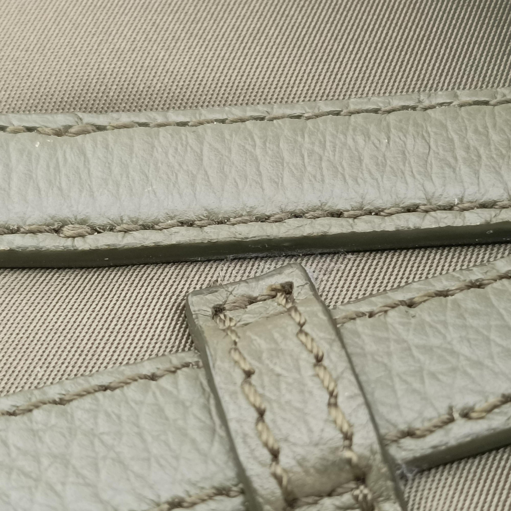 Pre-owned Christian Dior saddle Green×Navy Leather×Nylon  shoulderbag | stylenewstar
