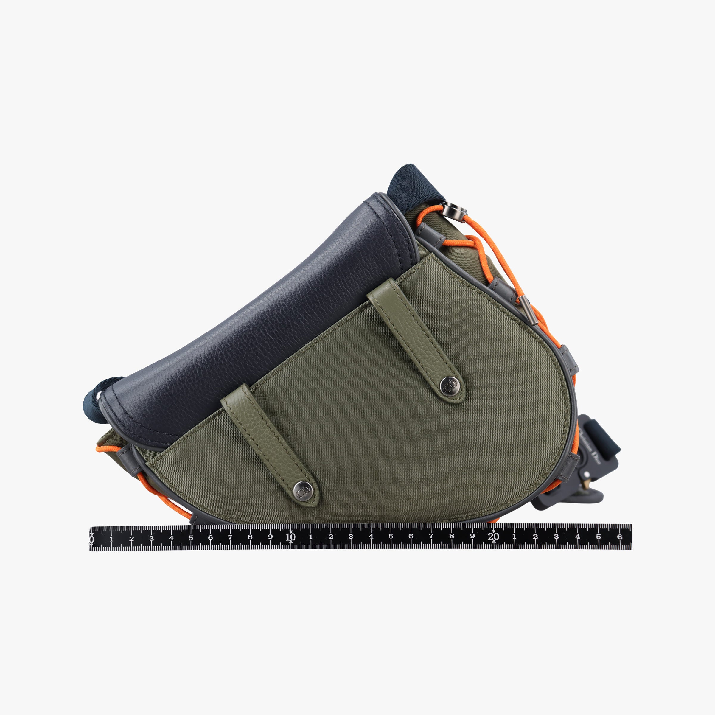 Pre-owned Christian Dior saddle Green×Navy Leather×Nylon  shoulderbag | stylenewstar