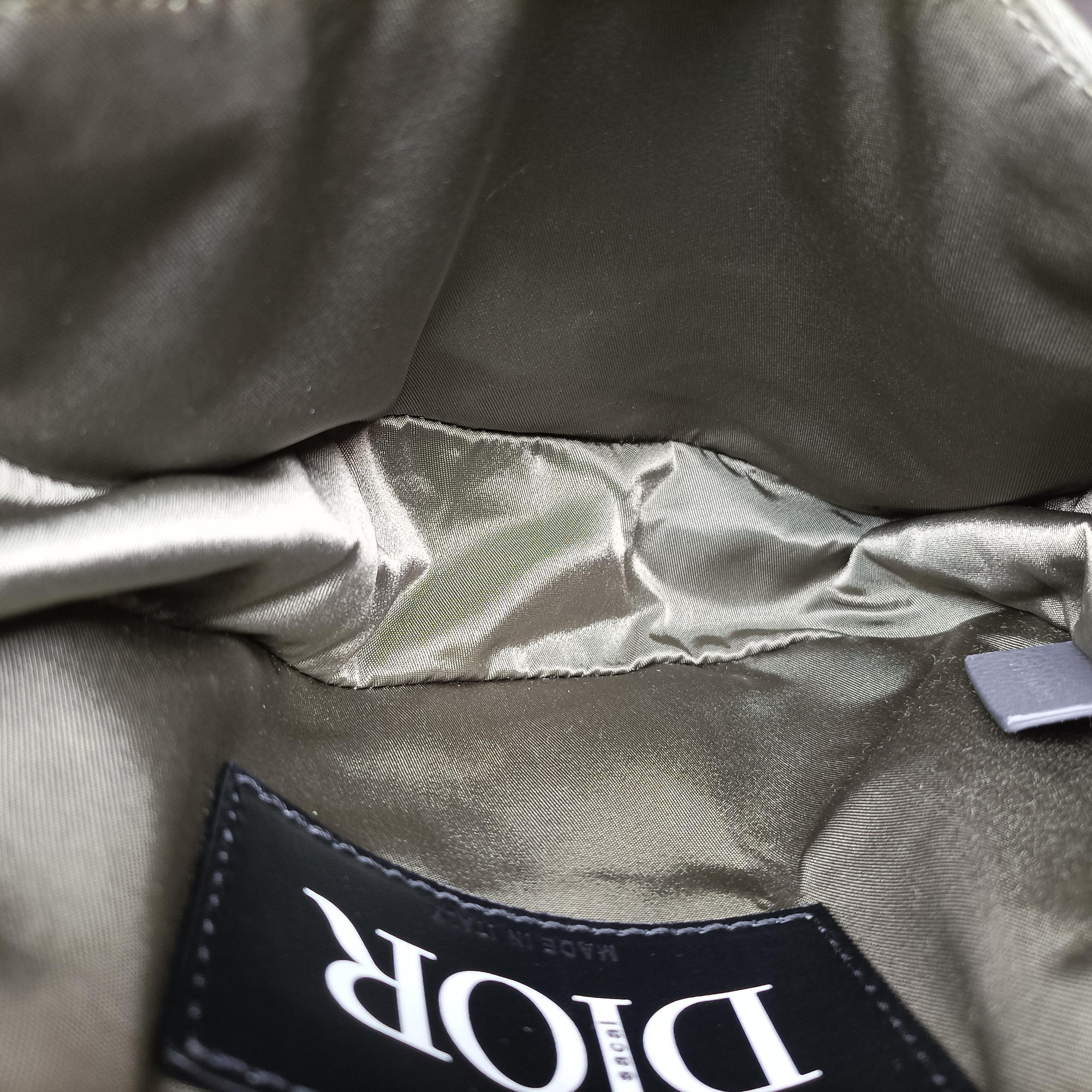 Pre-owned Christian Dior saddle Green×Navy Leather×Nylon  shoulderbag | stylenewstar