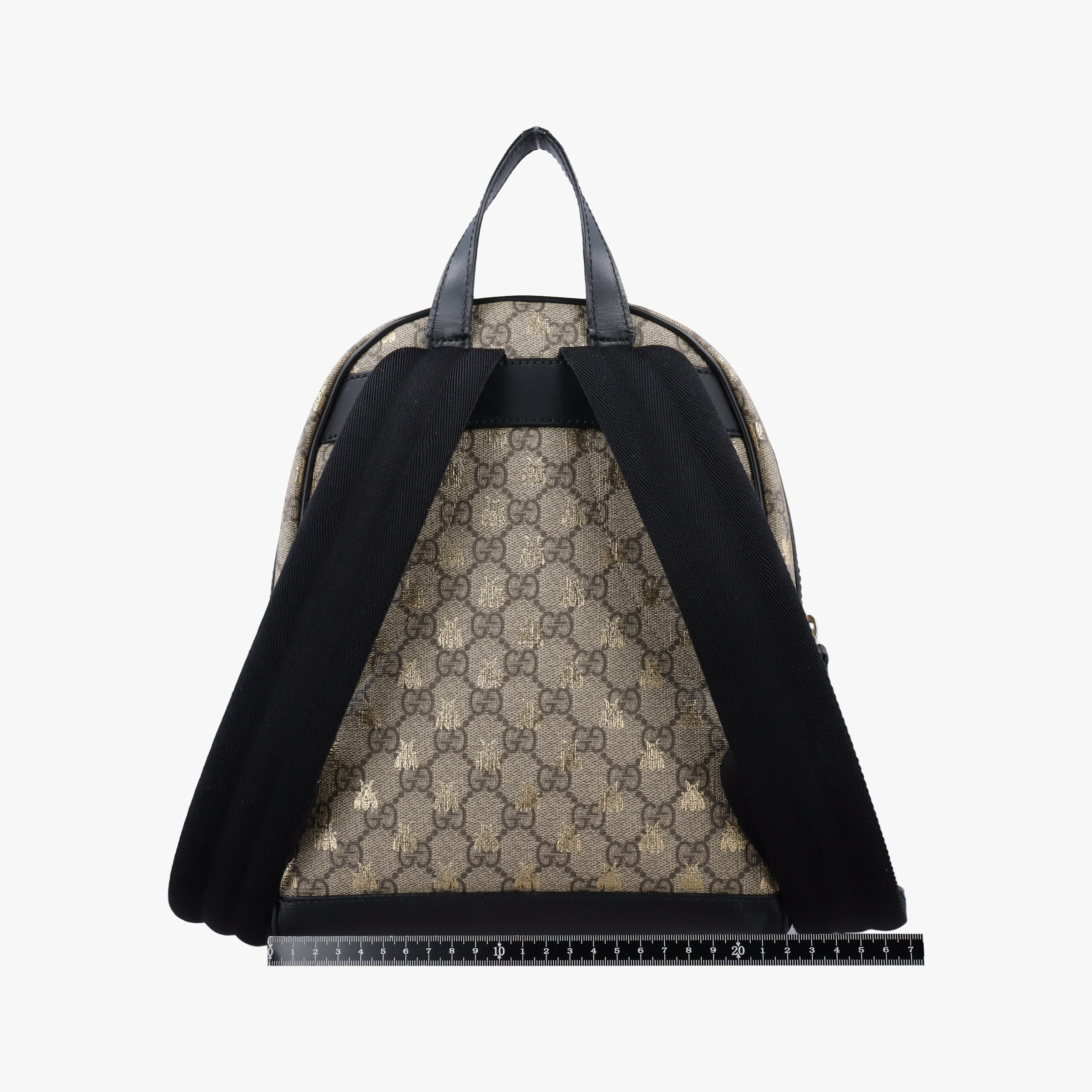 Pre-owned Gucci GG Supreme Tian beige×black PVC coated canvas×leather 427042 backpack/rucksack | stylenewstar