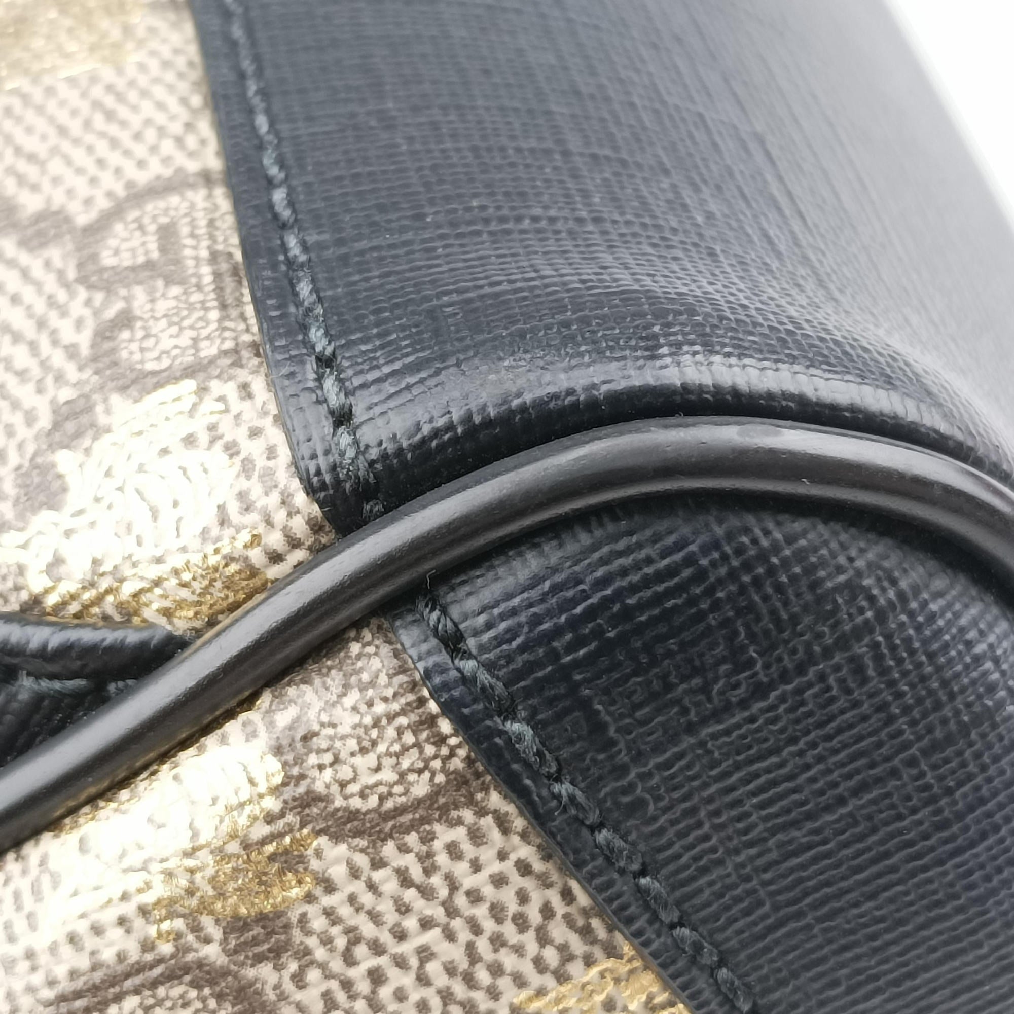 Pre-owned Gucci GG Supreme Tian beige×black PVC coated canvas×leather 427042 backpack/rucksack | stylenewstar