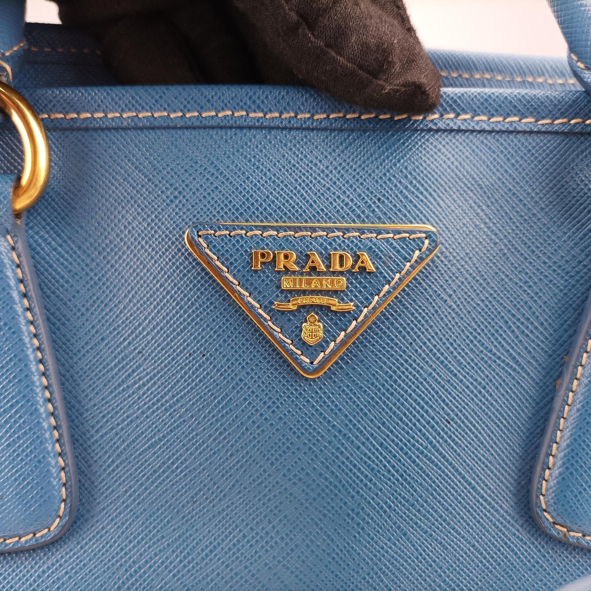 Vintage Prada Paradigme Lucido Tote Top Handle Blue SAFFIANO Leather BN2254 handbag | stylenewstar