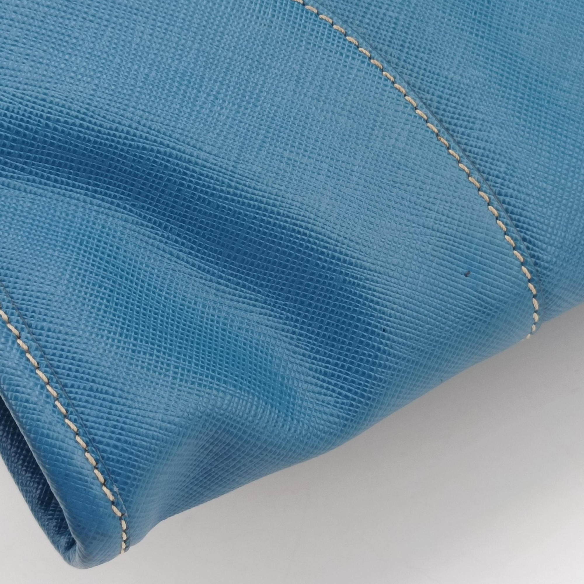 Vintage Prada Paradigme Lucido Tote Top Handle Blue SAFFIANO Leather BN2254 handbag | stylenewstar