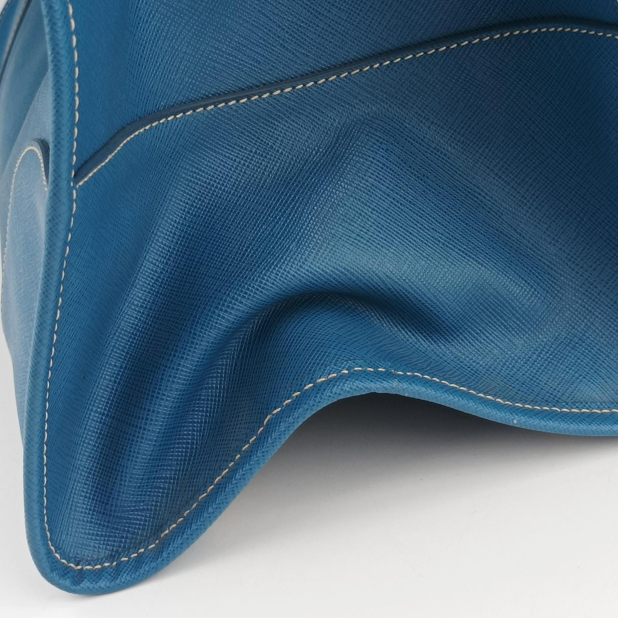 Vintage Prada Paradigme Lucido Tote Top Handle Blue SAFFIANO Leather BN2254 handbag | stylenewstar