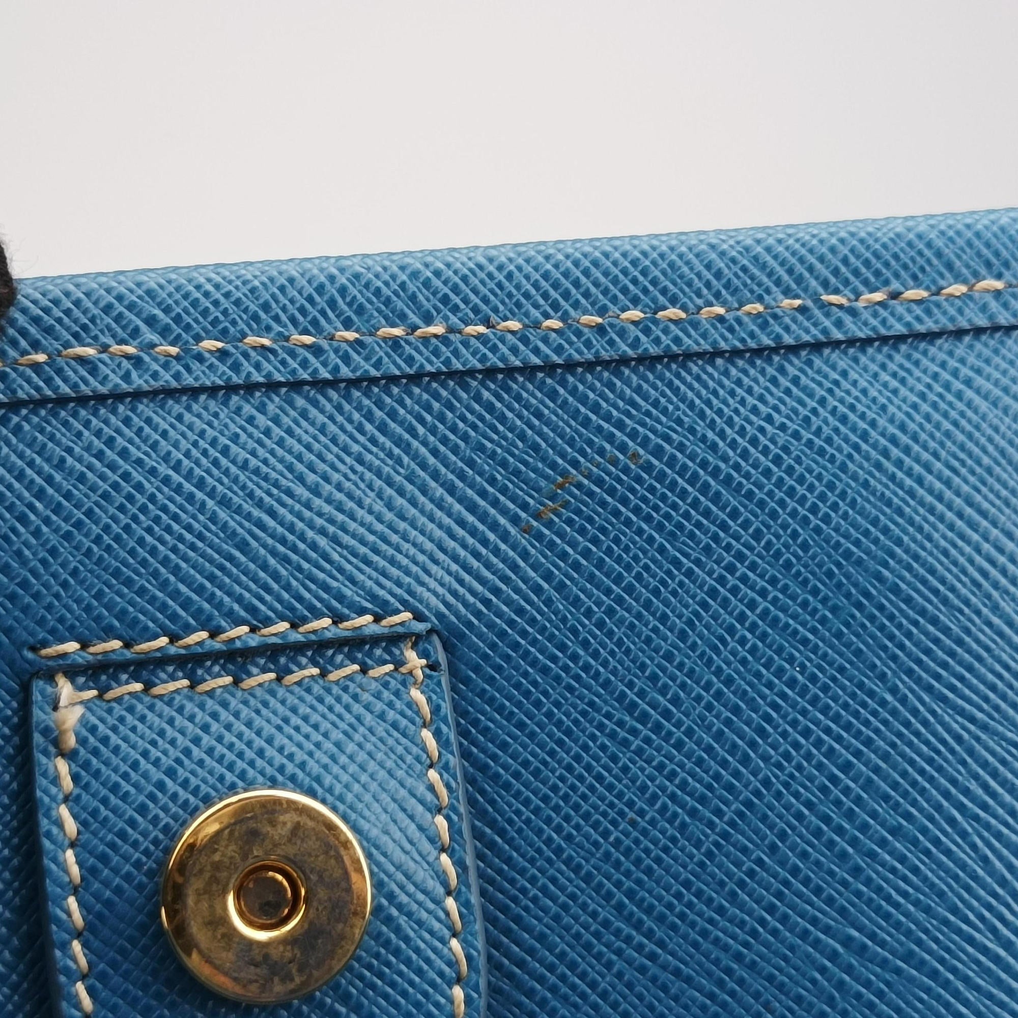 Vintage Prada Paradigme Lucido Tote Top Handle Blue SAFFIANO Leather BN2254 handbag | stylenewstar