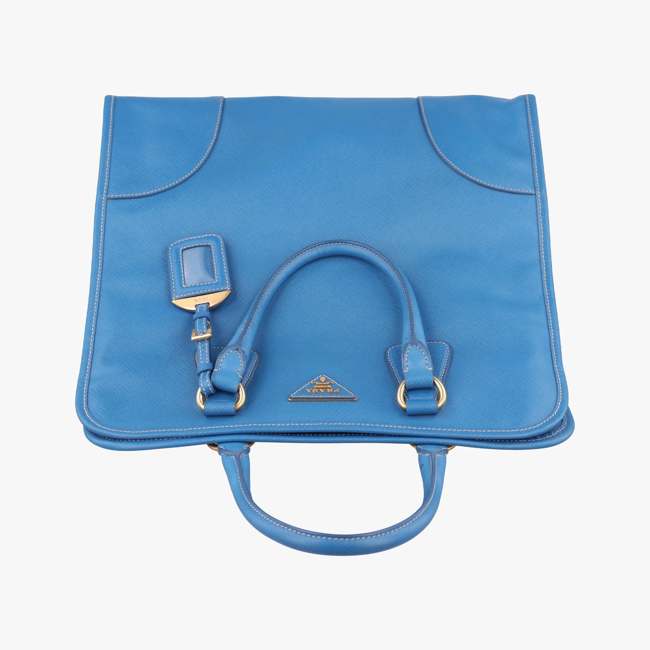 Vintage Prada Paradigme Lucido Tote Top Handle Blue SAFFIANO Leather BN2254 handbag | stylenewstar