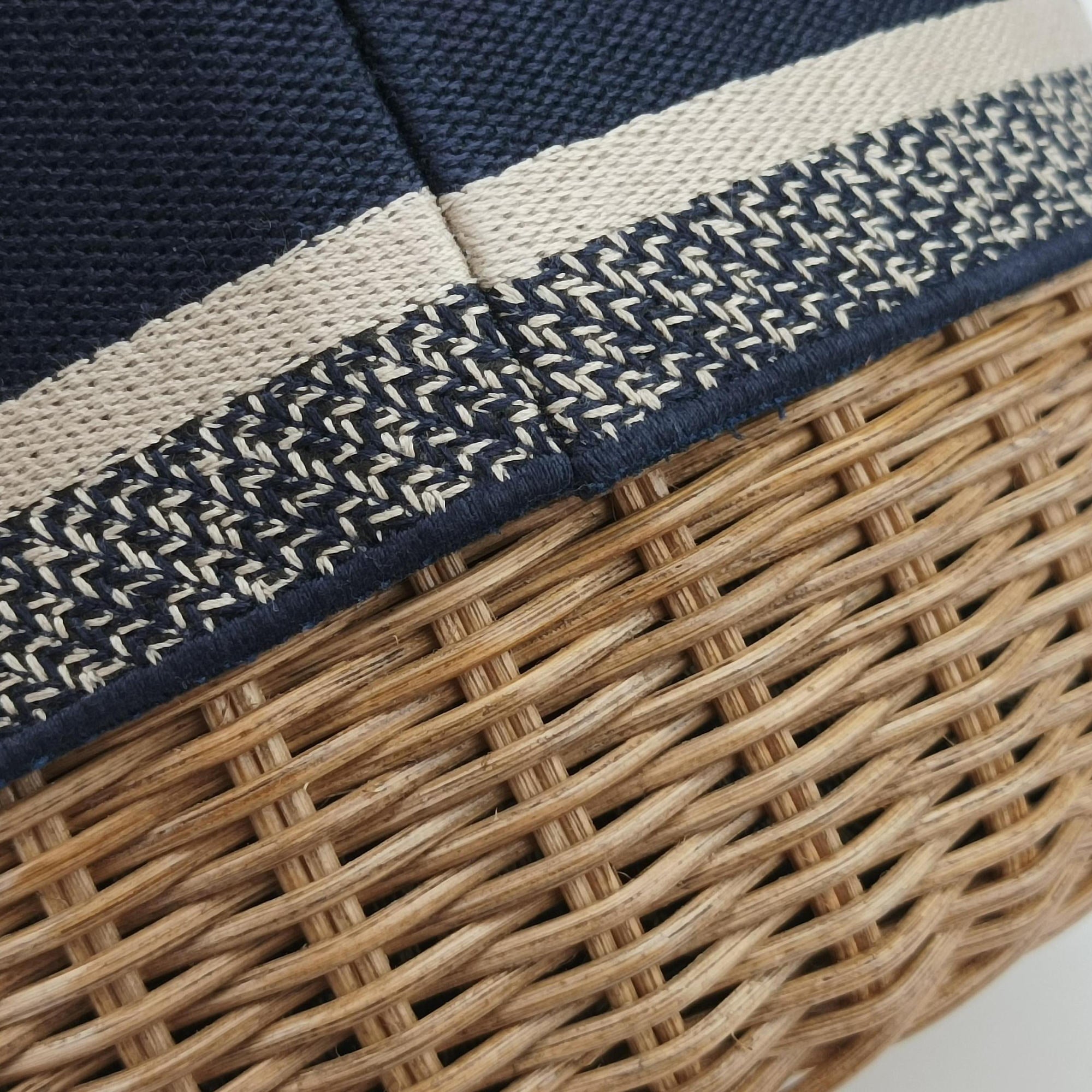 Pre-owned Christian Dior Wicker Basket Beige×navy Natural wicker×Dior oblique jacquard  shoulderbag | stylenewstar