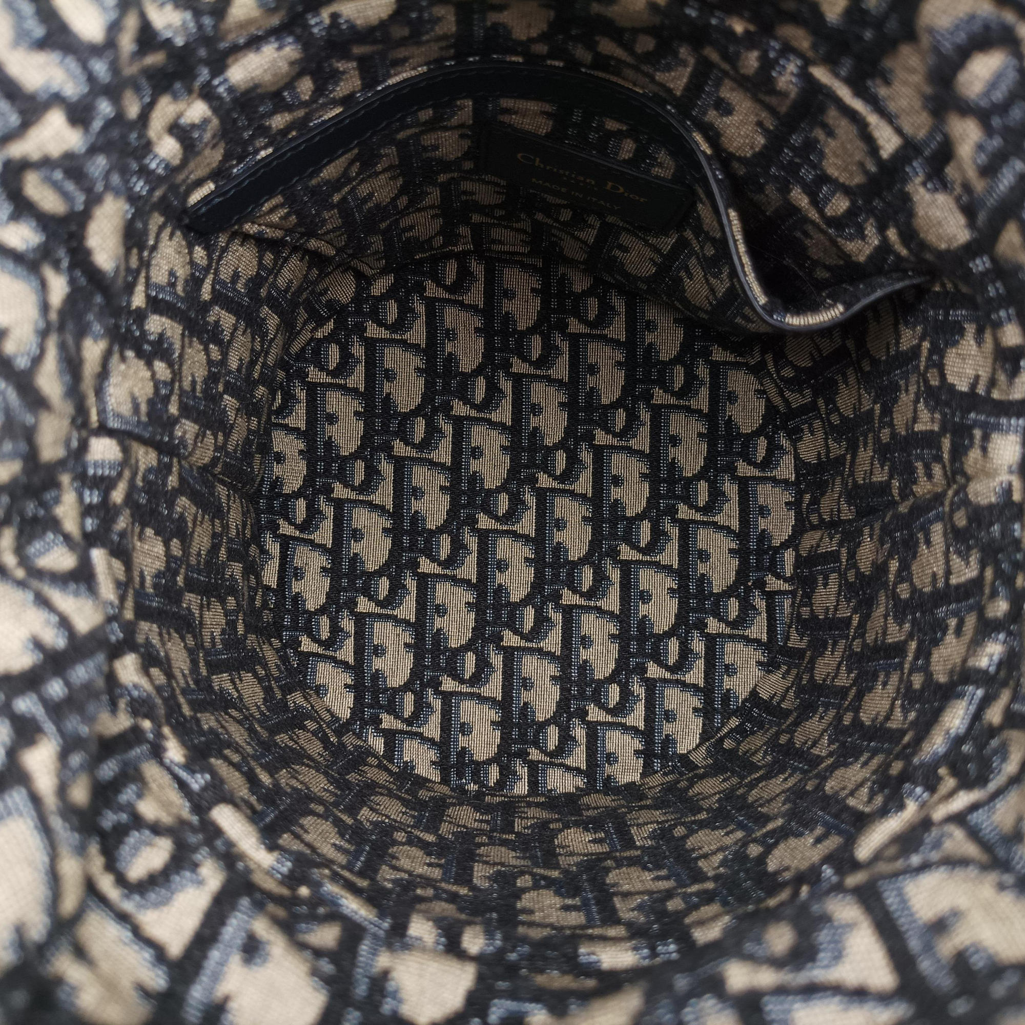 Pre-owned Christian Dior Wicker Basket Beige×navy Natural wicker×Dior oblique jacquard  shoulderbag | stylenewstar