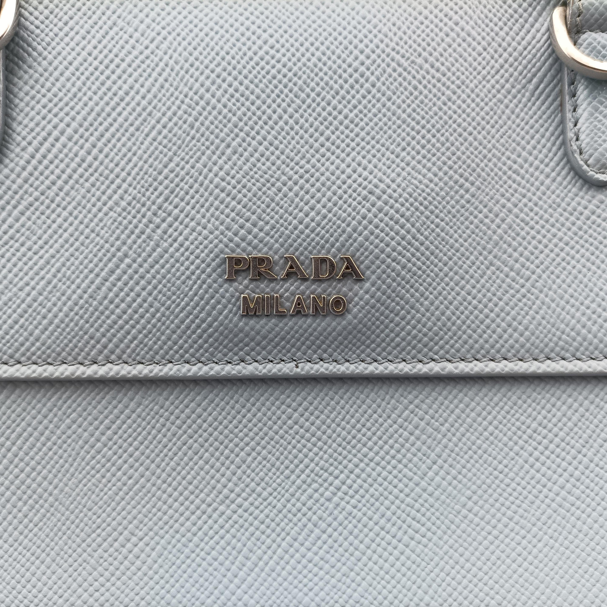 Secondhand Prada Half Flap Double Turn Lock Blue SAFFIANO Leather BN2821 shoulderbag | stylenewstar