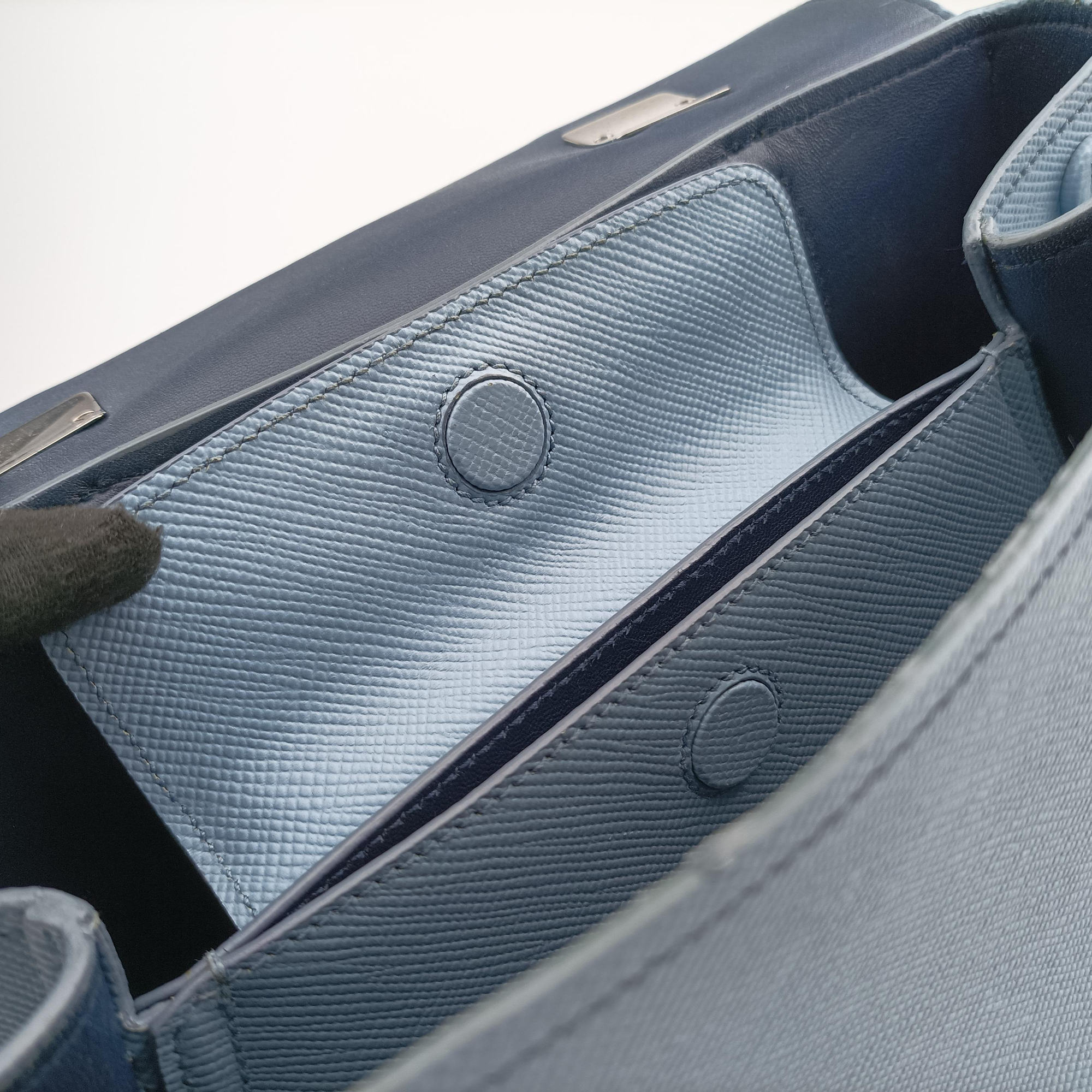 Secondhand Prada Half Flap Double Turn Lock Blue SAFFIANO Leather BN2821 shoulderbag | stylenewstar