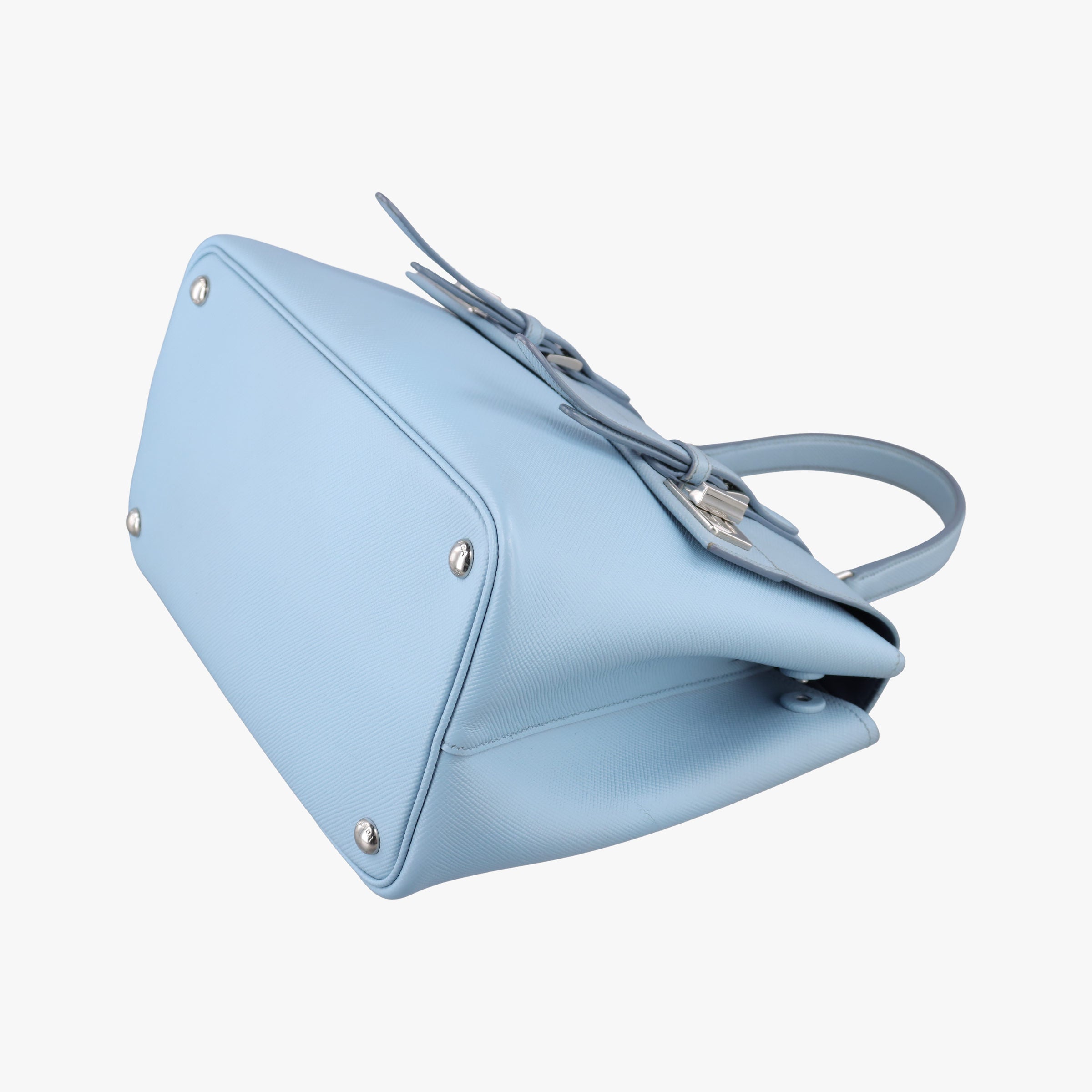 Secondhand Prada Half Flap Double Turn Lock Blue SAFFIANO Leather BN2821 shoulderbag | stylenewstar