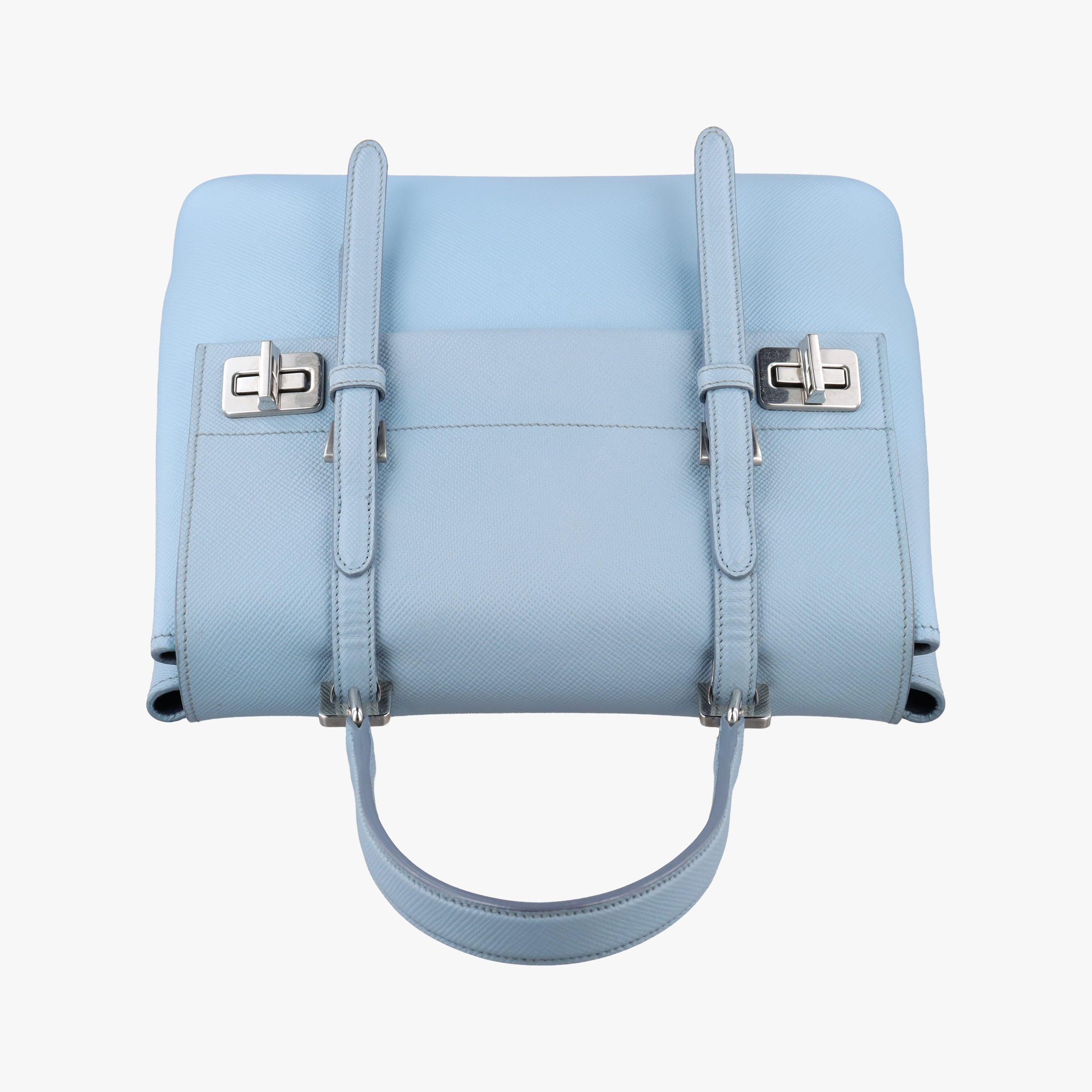 Secondhand Prada Half Flap Double Turn Lock Blue SAFFIANO Leather BN2821 shoulderbag | stylenewstar