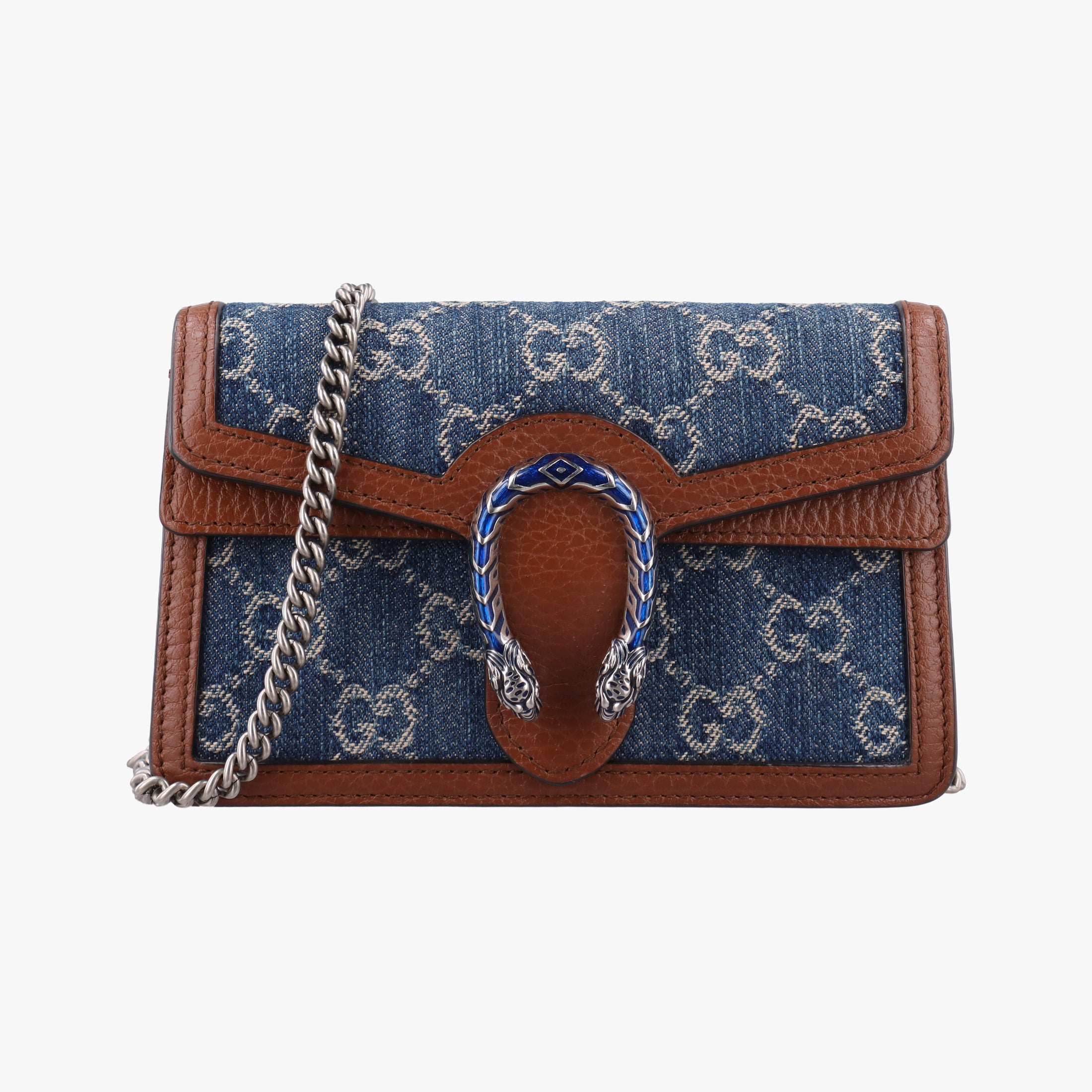 Pre-owned Gucci Dionysus Blue×brown denim×leather 476432 shoulderbag | stylenewstar