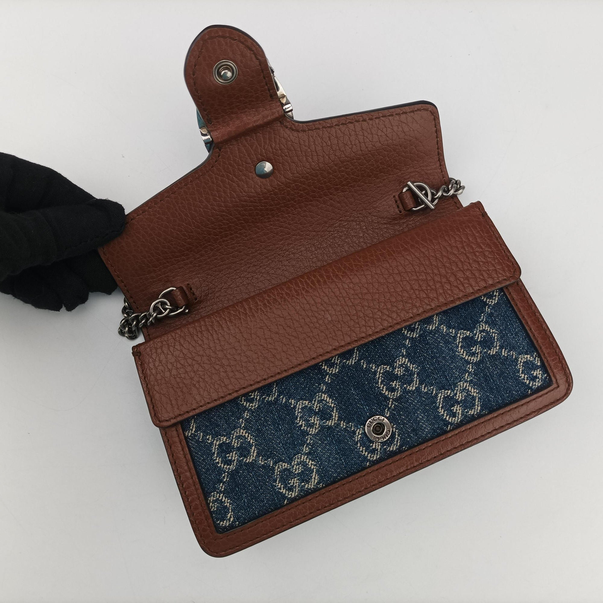 Pre-owned Gucci Dionysus Blue×brown denim×leather 476432 shoulderbag | stylenewstar