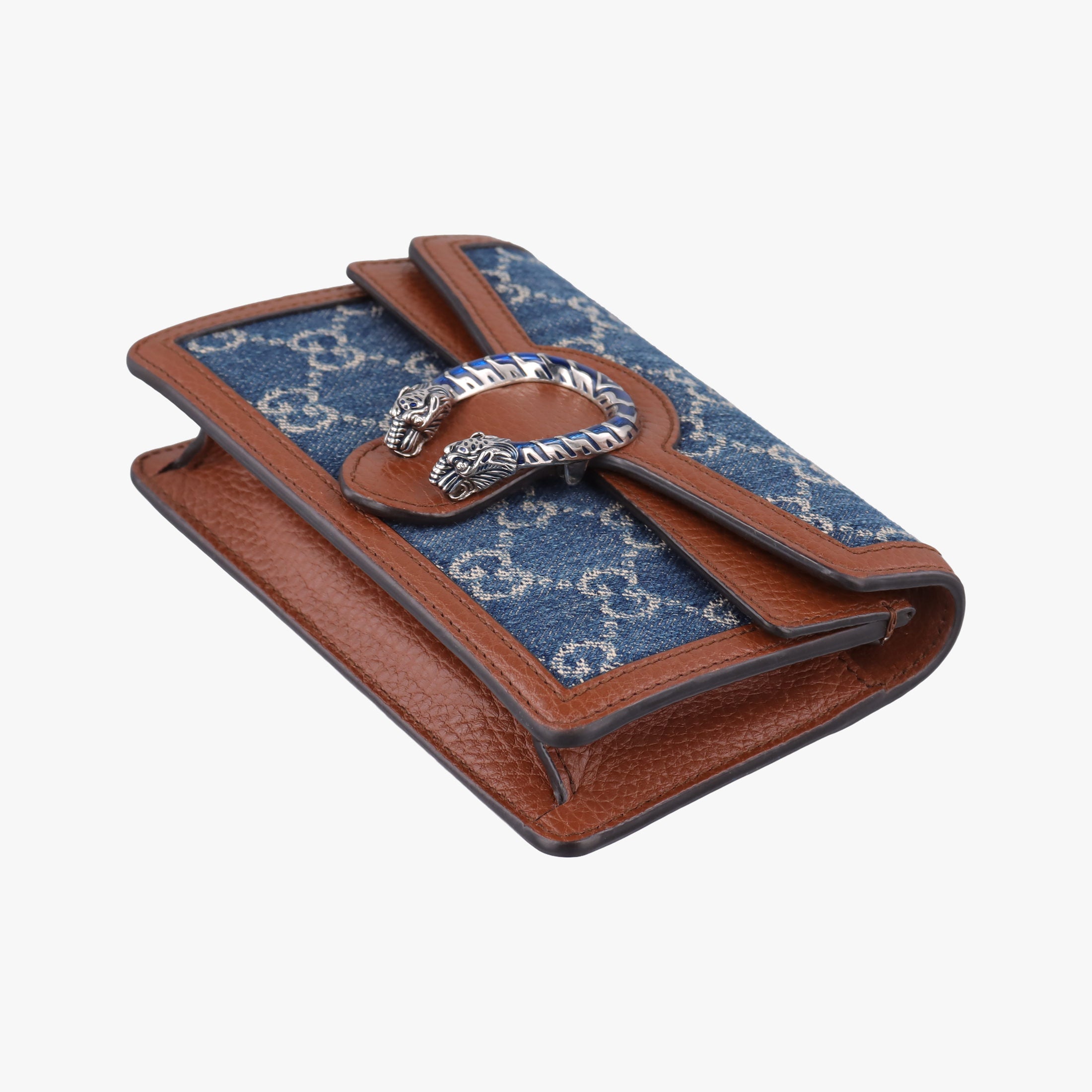 Pre-owned Gucci Dionysus Blue×brown denim×leather 476432 shoulderbag | stylenewstar