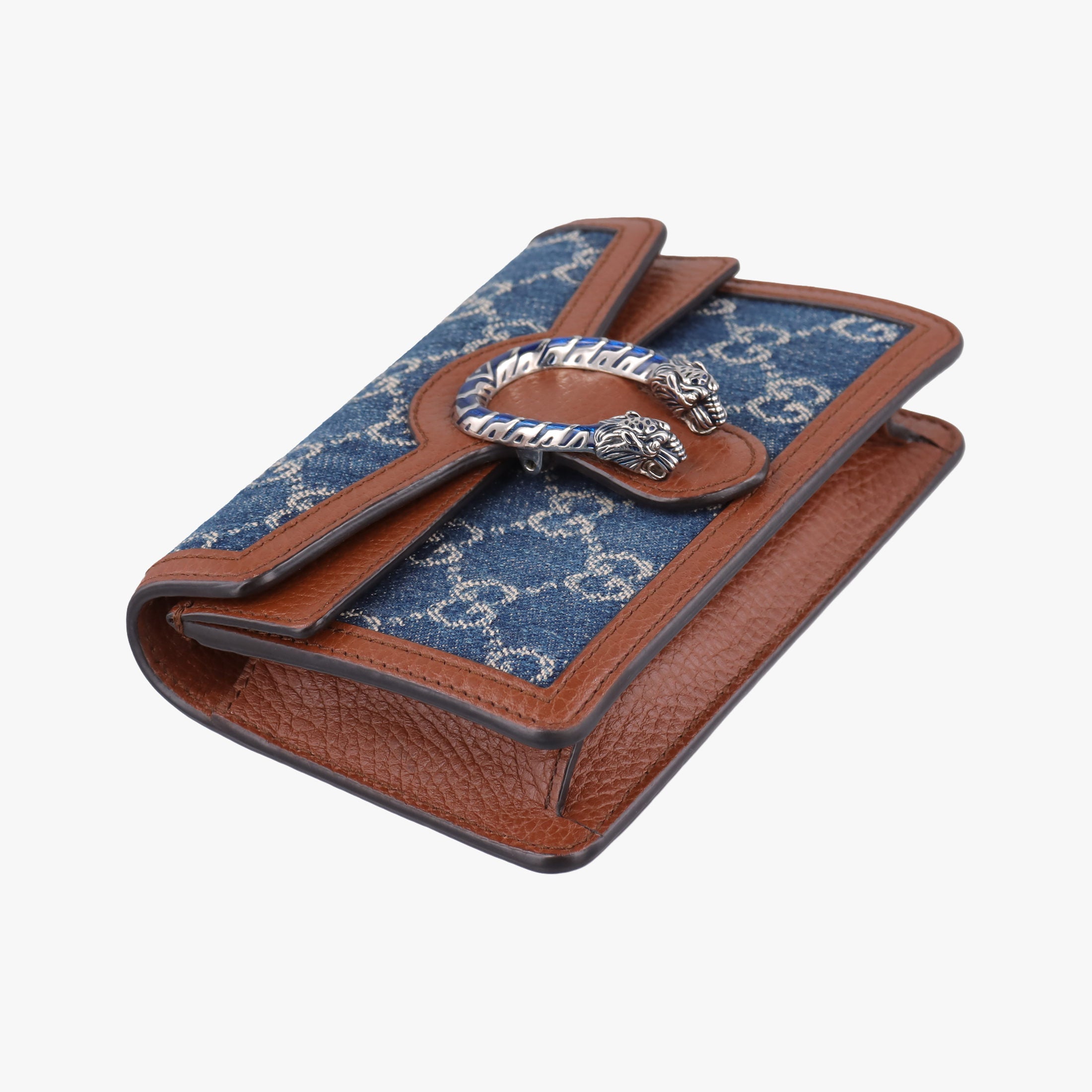 Pre-owned Gucci Dionysus Blue×brown denim×leather 476432 shoulderbag | stylenewstar