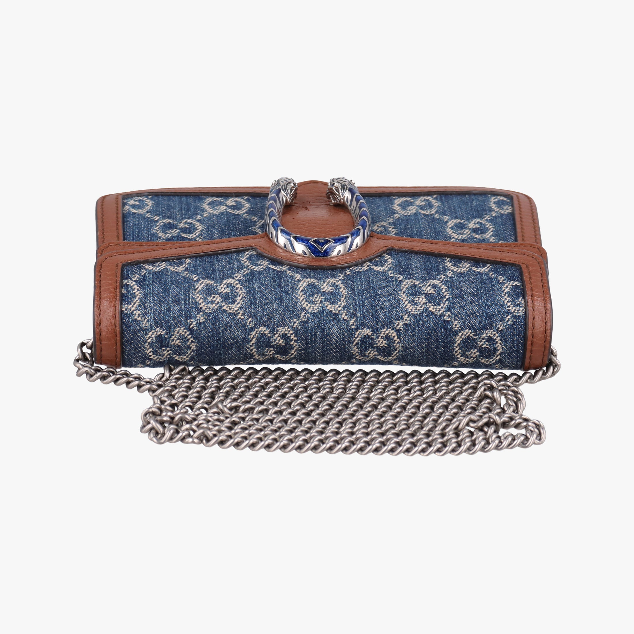 Pre-owned Gucci Dionysus Blue×brown denim×leather 476432 shoulderbag | stylenewstar