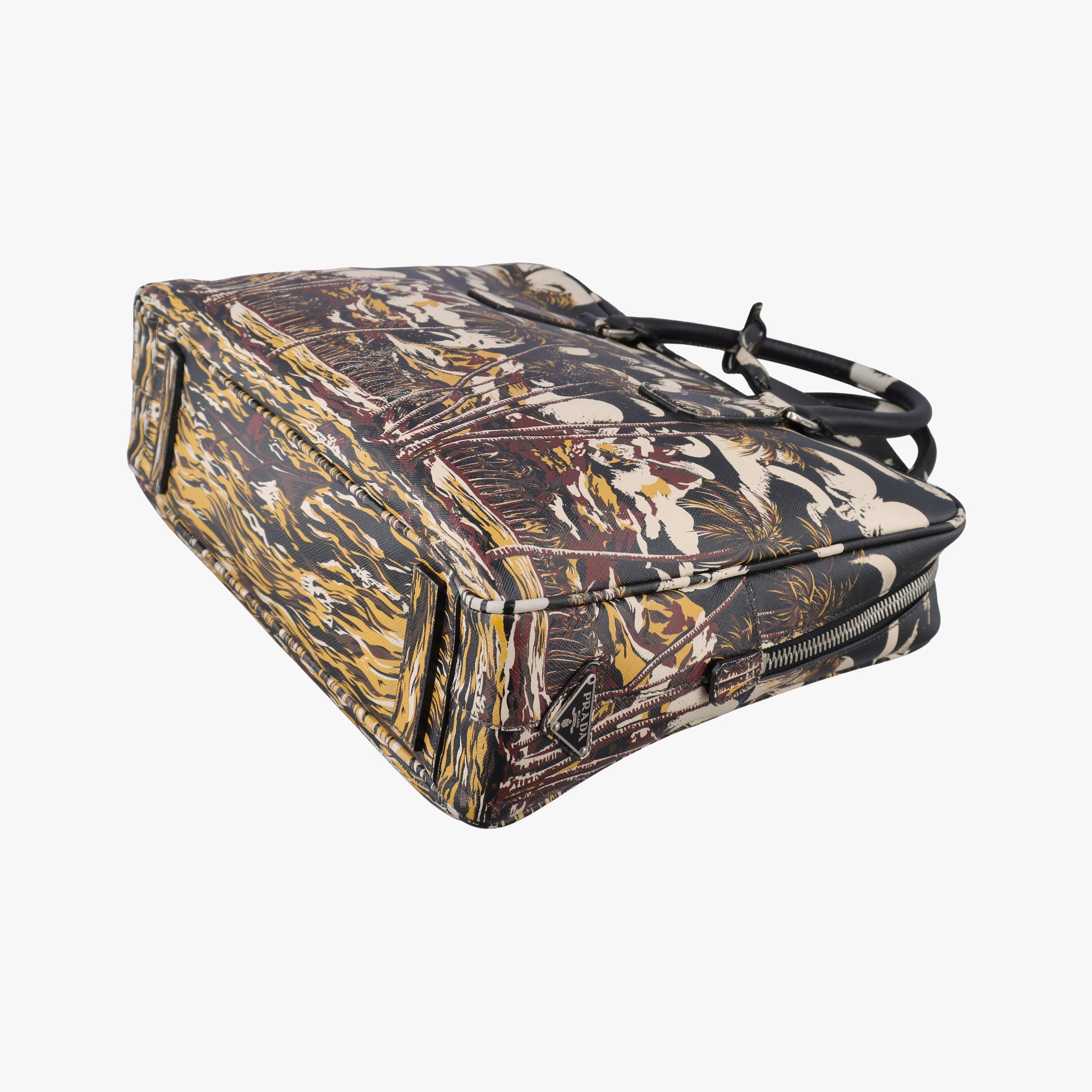 Pre-owned Prada Convertible Bauletto Floral Print Multicolour SAFFIANO Leather  handbag | stylenewstar