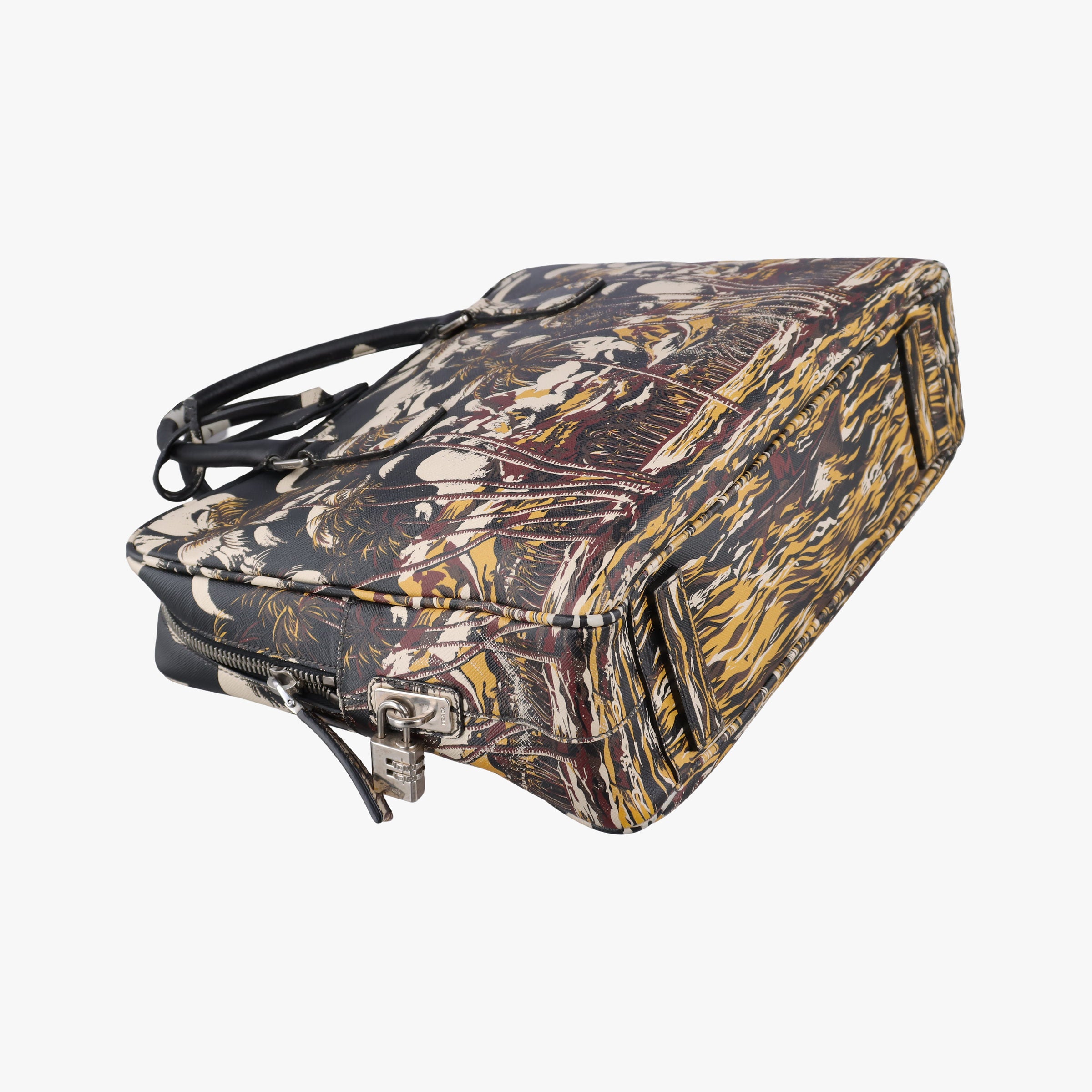 Pre-owned Prada Convertible Bauletto Floral Print Multicolour SAFFIANO Leather  handbag | stylenewstar