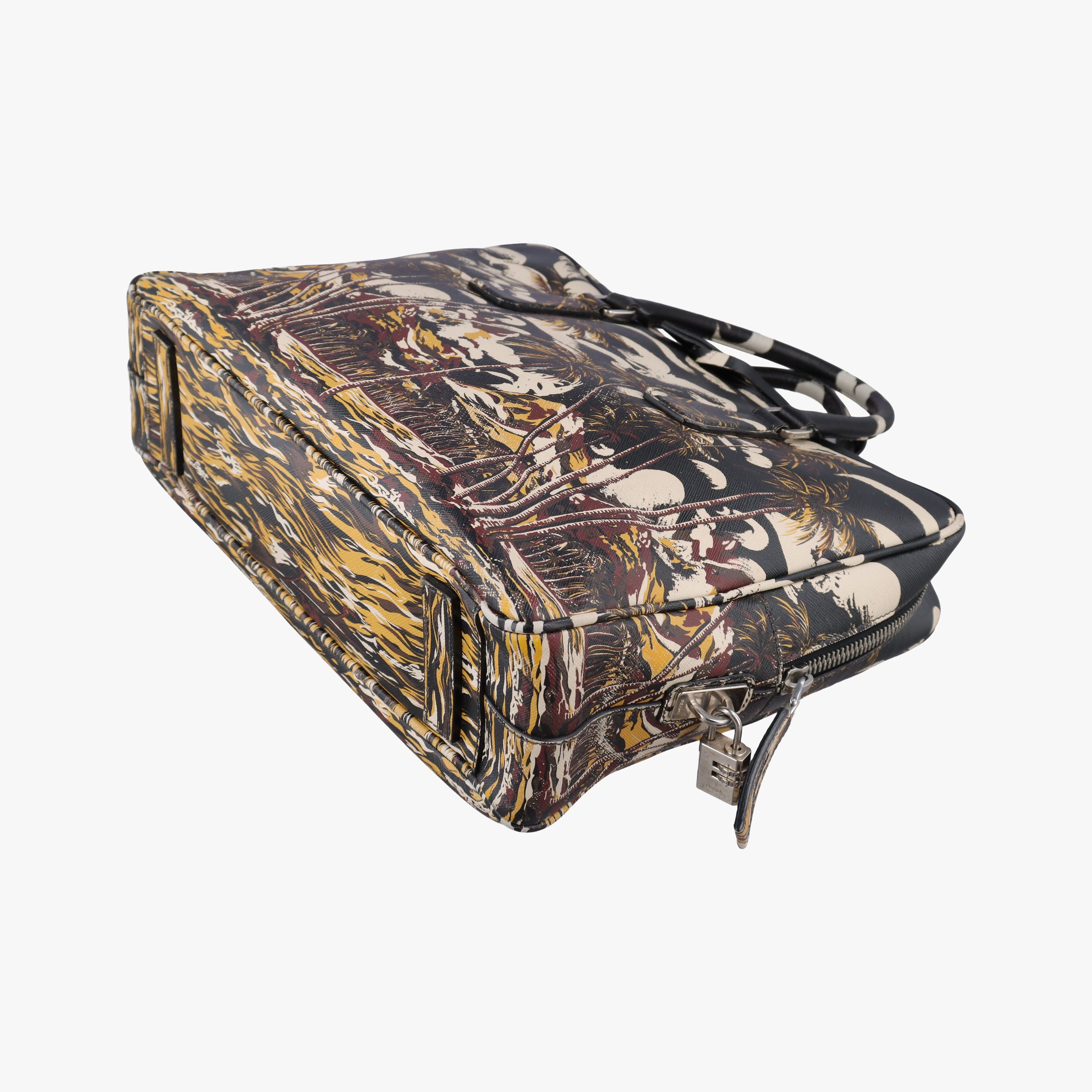 Pre-owned Prada Convertible Bauletto Floral Print Multicolour SAFFIANO Leather  handbag | stylenewstar