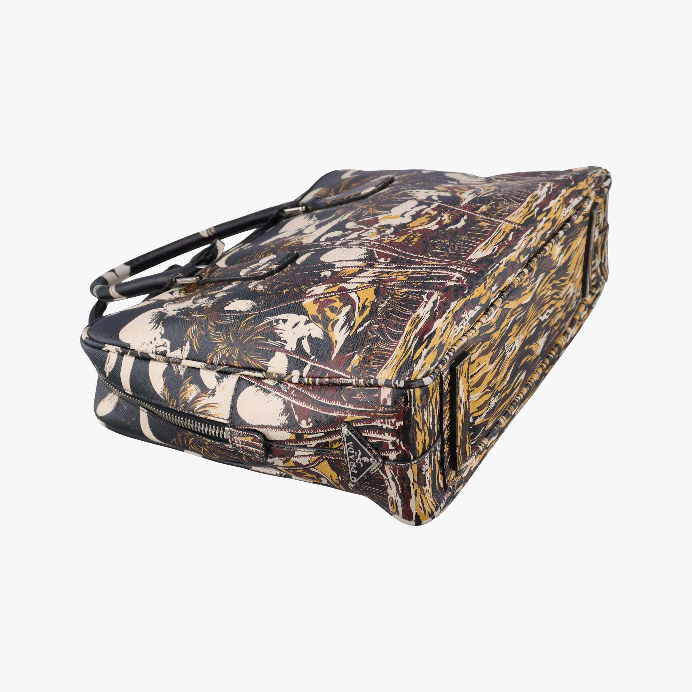Pre-owned Prada Convertible Bauletto Floral Print Multicolour SAFFIANO Leather  handbag | stylenewstar
