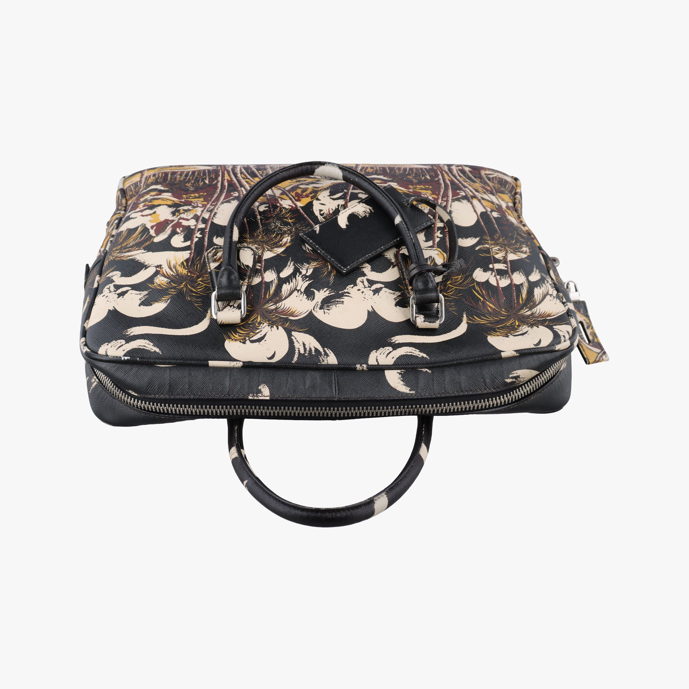 Pre-owned Prada Convertible Bauletto Floral Print Multicolour SAFFIANO Leather  handbag | stylenewstar