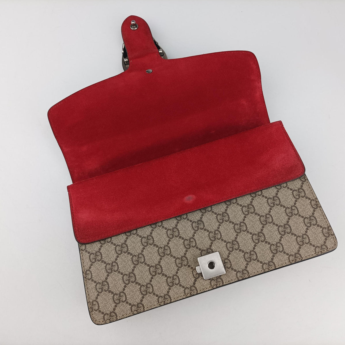 Pre-owned Gucci Dionysus Beige x Red PVC coated canvas × suede 400249 shoulderbag | stylenewstar