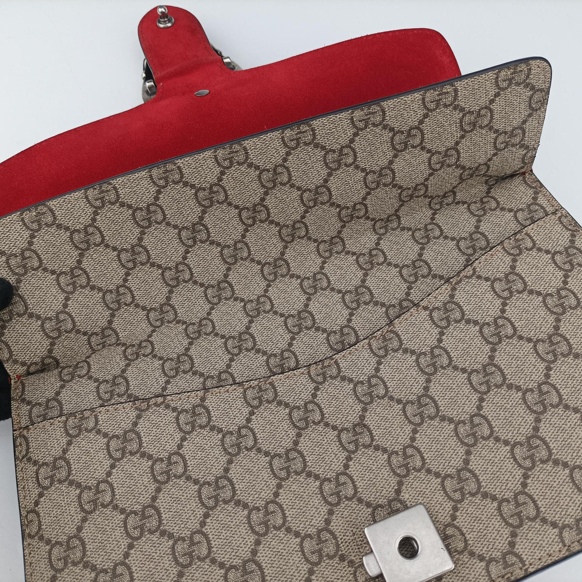 Pre-owned Gucci Dionysus Beige x Red PVC coated canvas × suede 400249 shoulderbag | stylenewstar
