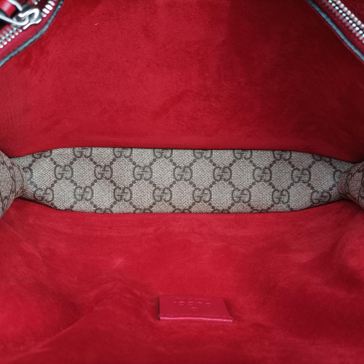 Pre-owned Gucci Dionysus Beige x Red PVC coated canvas × suede 400249 shoulderbag | stylenewstar