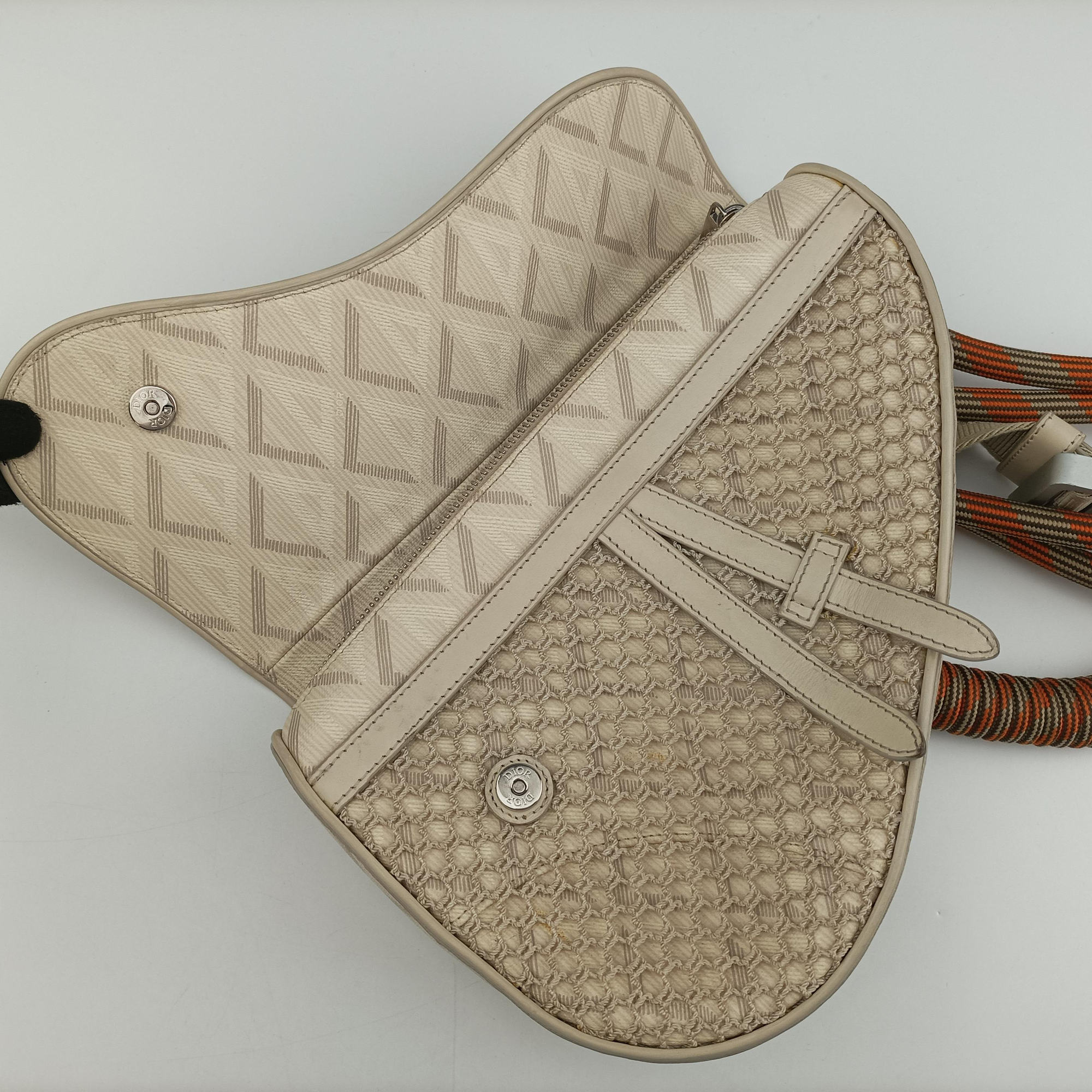 Pre-owned Christian Dior Saddle Beige PVC coated canvas × leather  bum bag/waist bag | stylenewstar