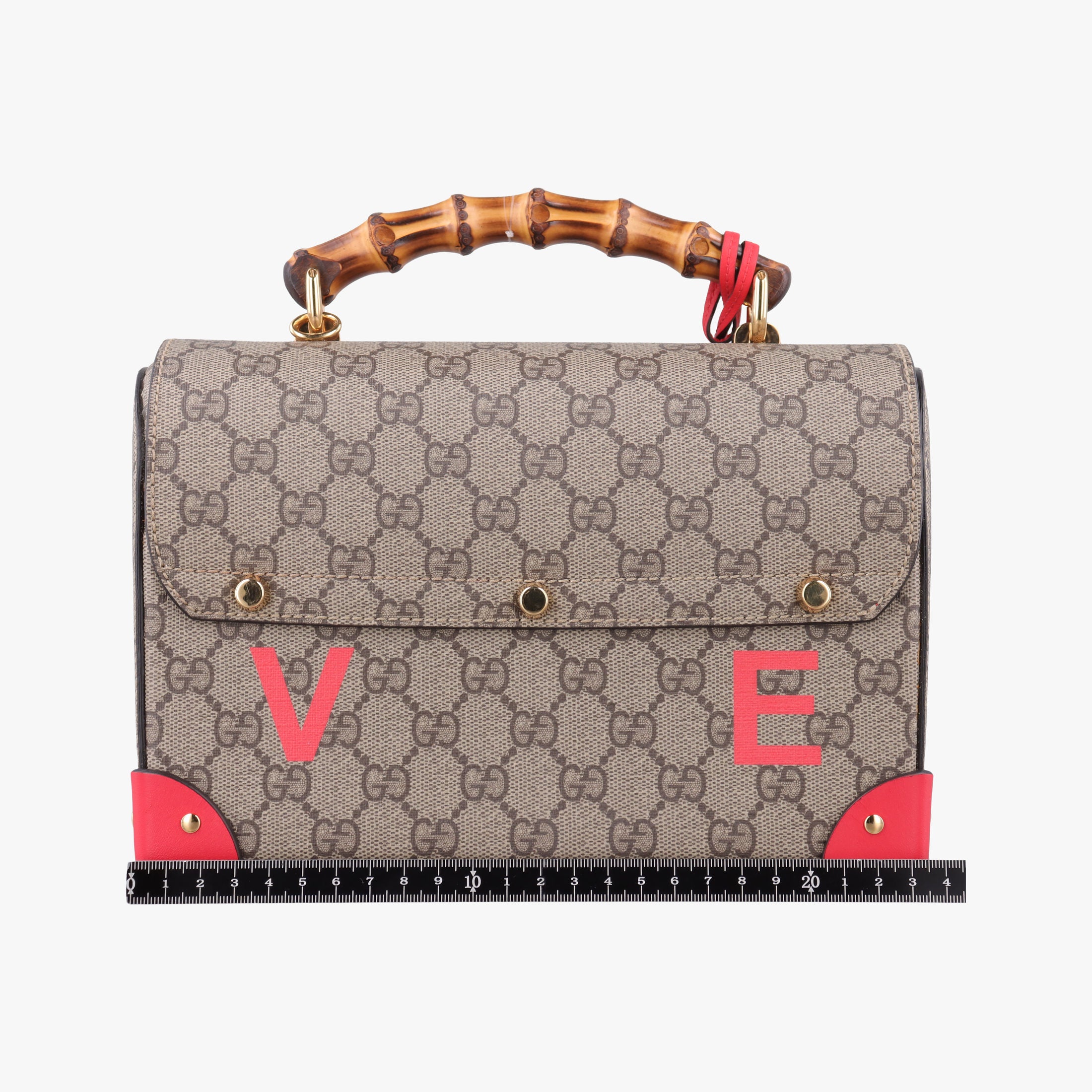 Pre-owned Gucci GG flora Padlock Bamboo Brown × Red PVC coated canvas×leather 603221 shoulderbag | stylenewstar