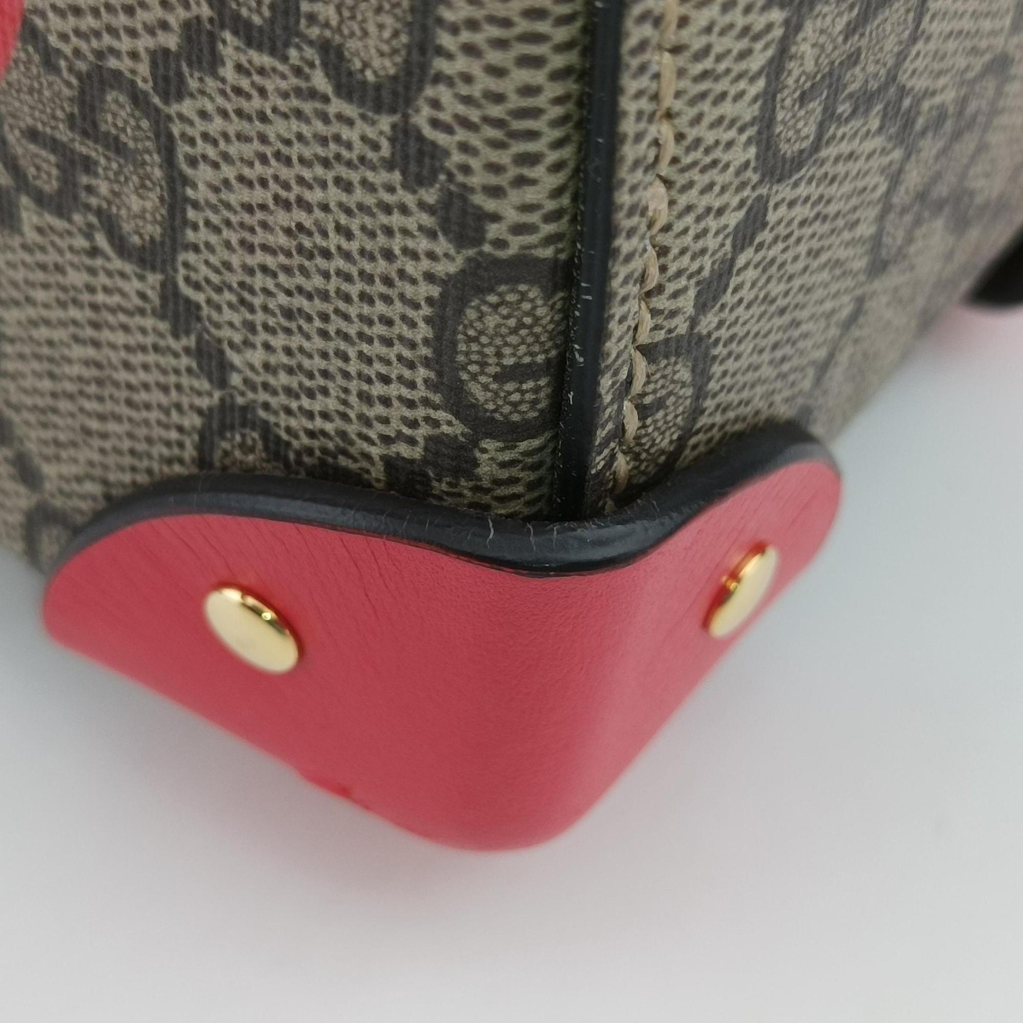 Pre-owned Gucci GG flora Padlock Bamboo Brown × Red PVC coated canvas×leather 603221 shoulderbag | stylenewstar