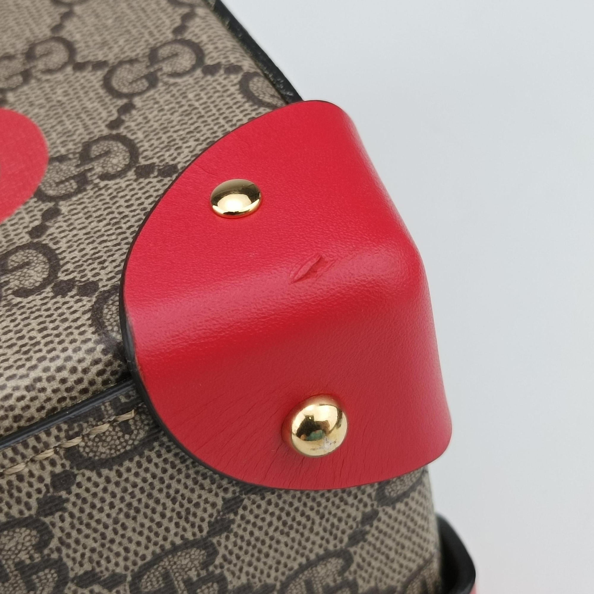 Pre-owned Gucci GG flora Padlock Bamboo Brown × Red PVC coated canvas×leather 603221 shoulderbag | stylenewstar