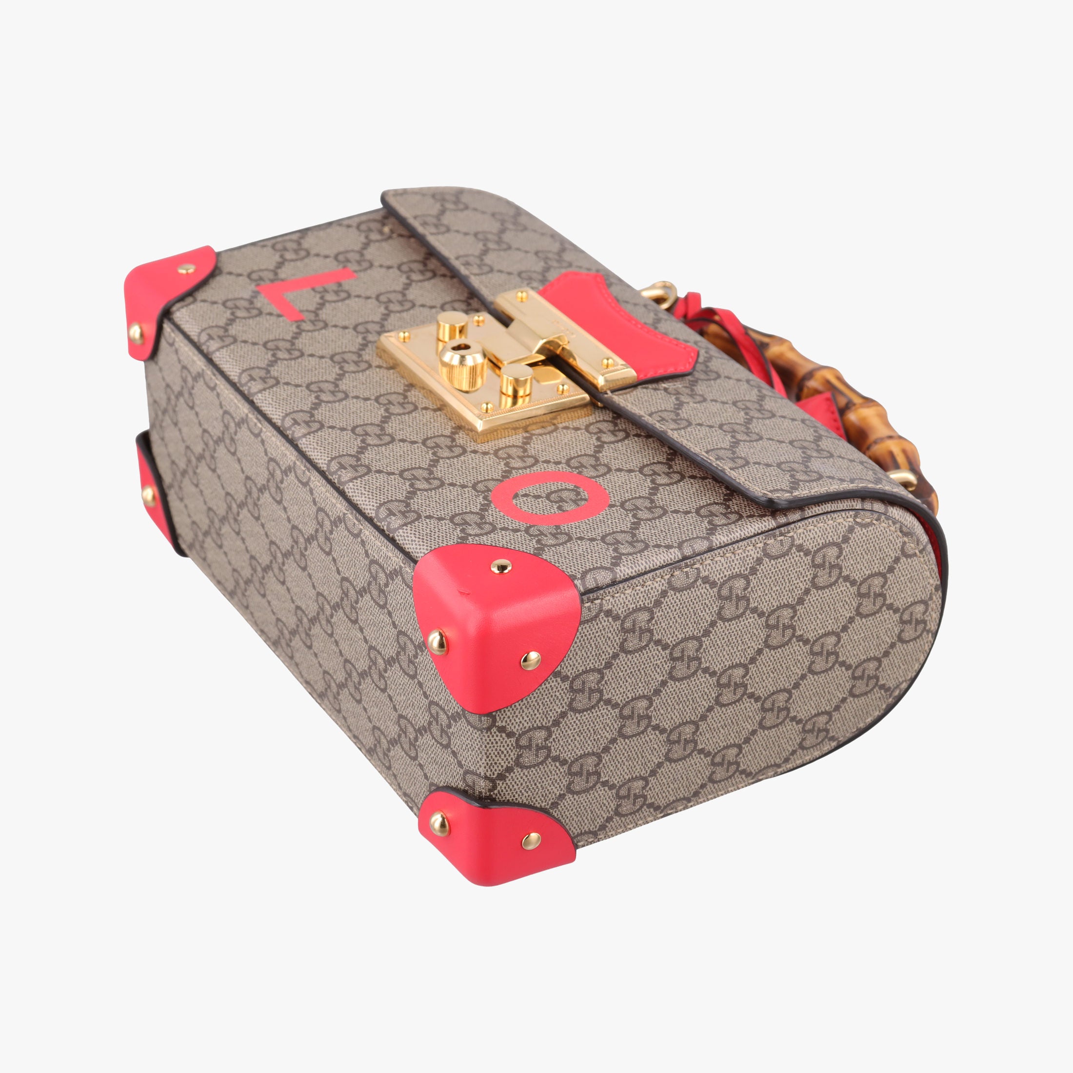 Pre-owned Gucci GG flora Padlock Bamboo Brown × Red PVC coated canvas×leather 603221 shoulderbag | stylenewstar