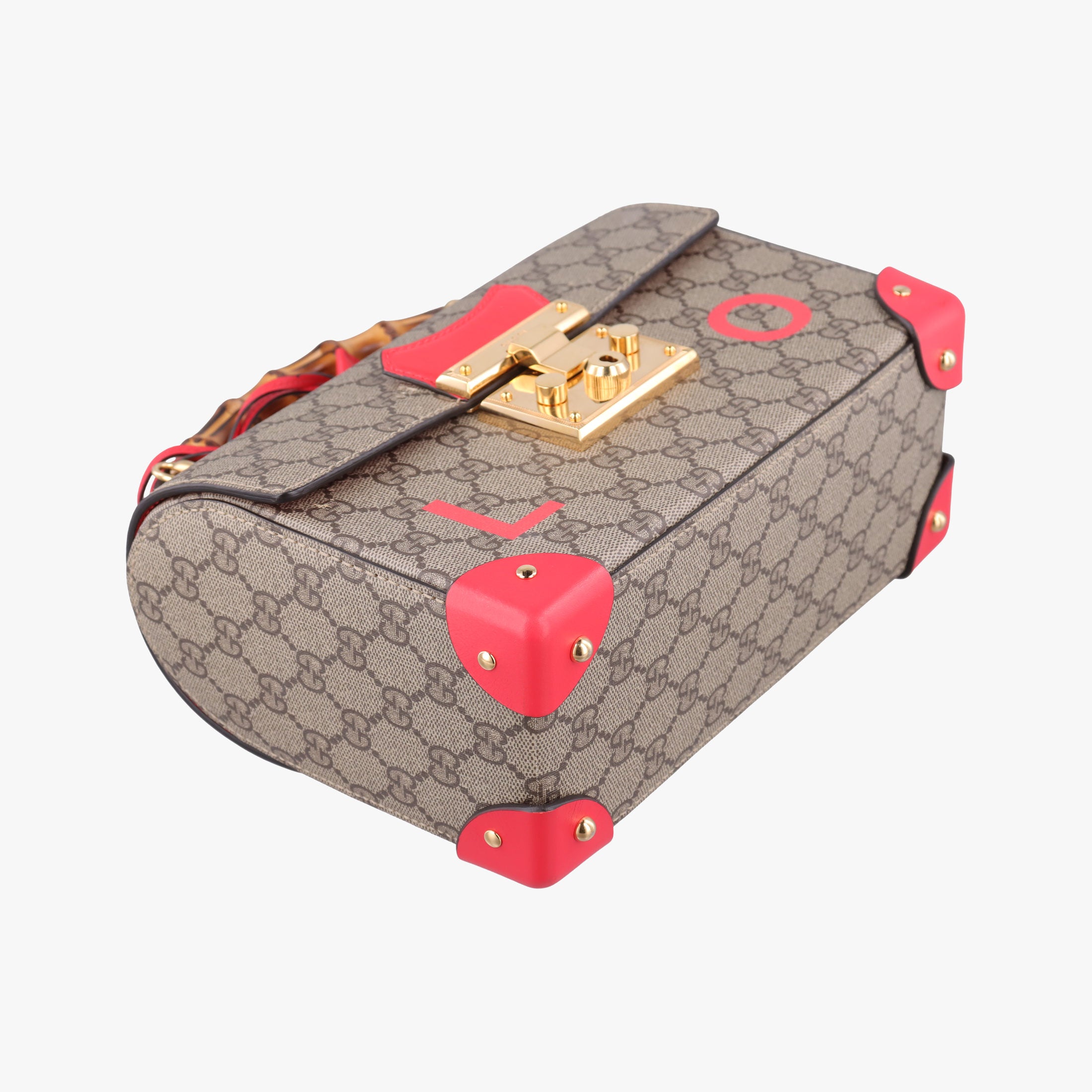 Pre-owned Gucci GG flora Padlock Bamboo Brown × Red PVC coated canvas×leather 603221 shoulderbag | stylenewstar