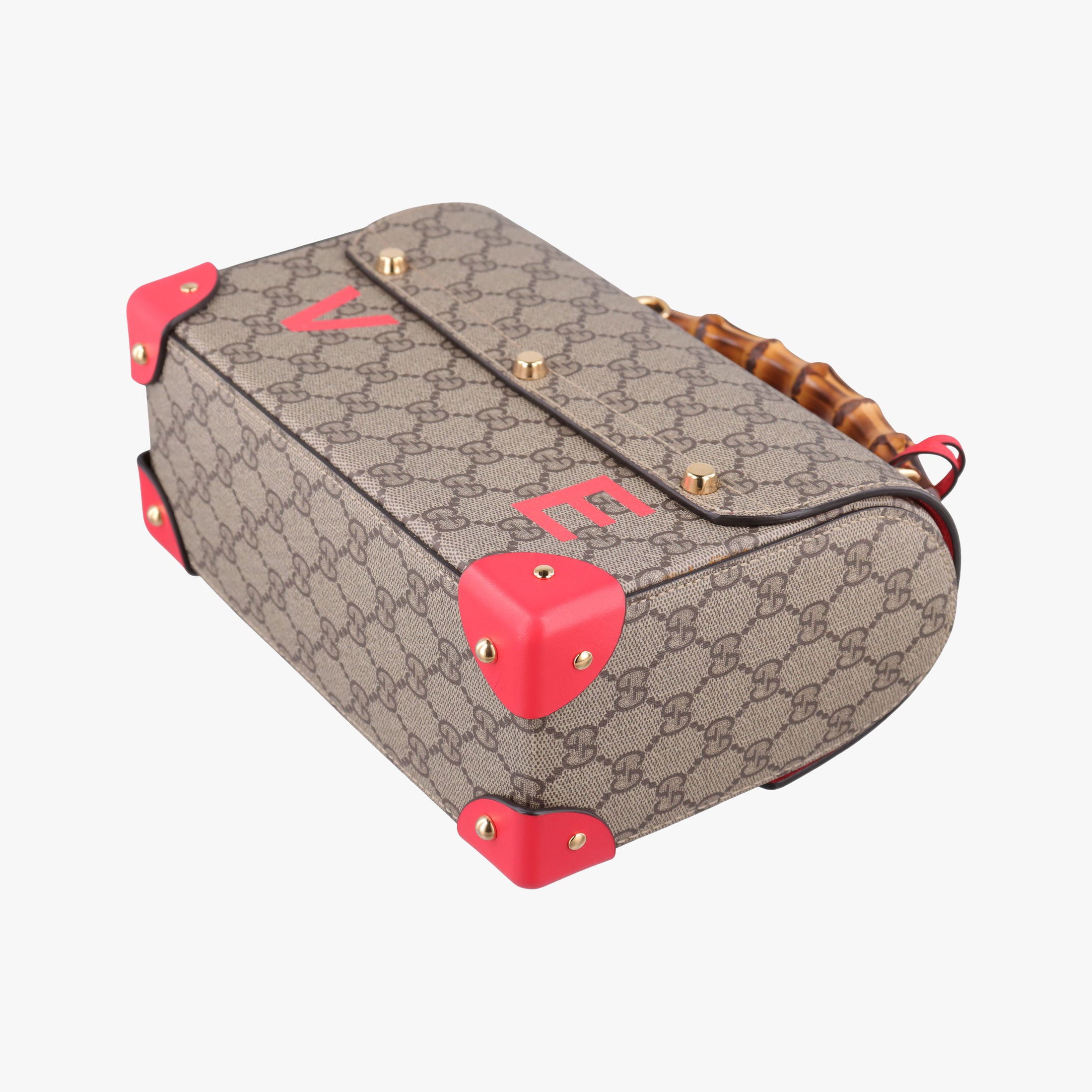 Pre-owned Gucci GG flora Padlock Bamboo Brown × Red PVC coated canvas×leather 603221 shoulderbag | stylenewstar
