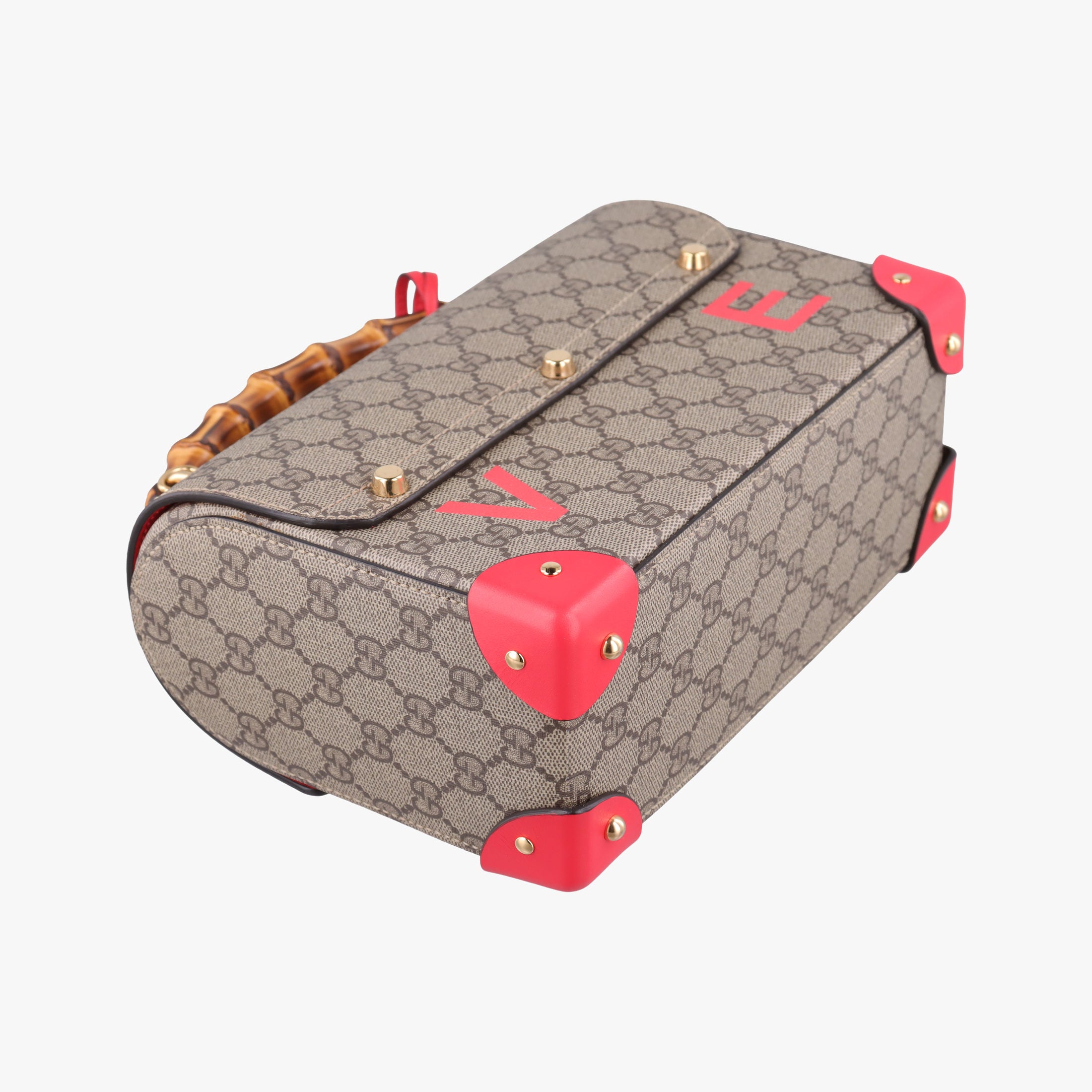 Pre-owned Gucci GG flora Padlock Bamboo Brown × Red PVC coated canvas×leather 603221 shoulderbag | stylenewstar