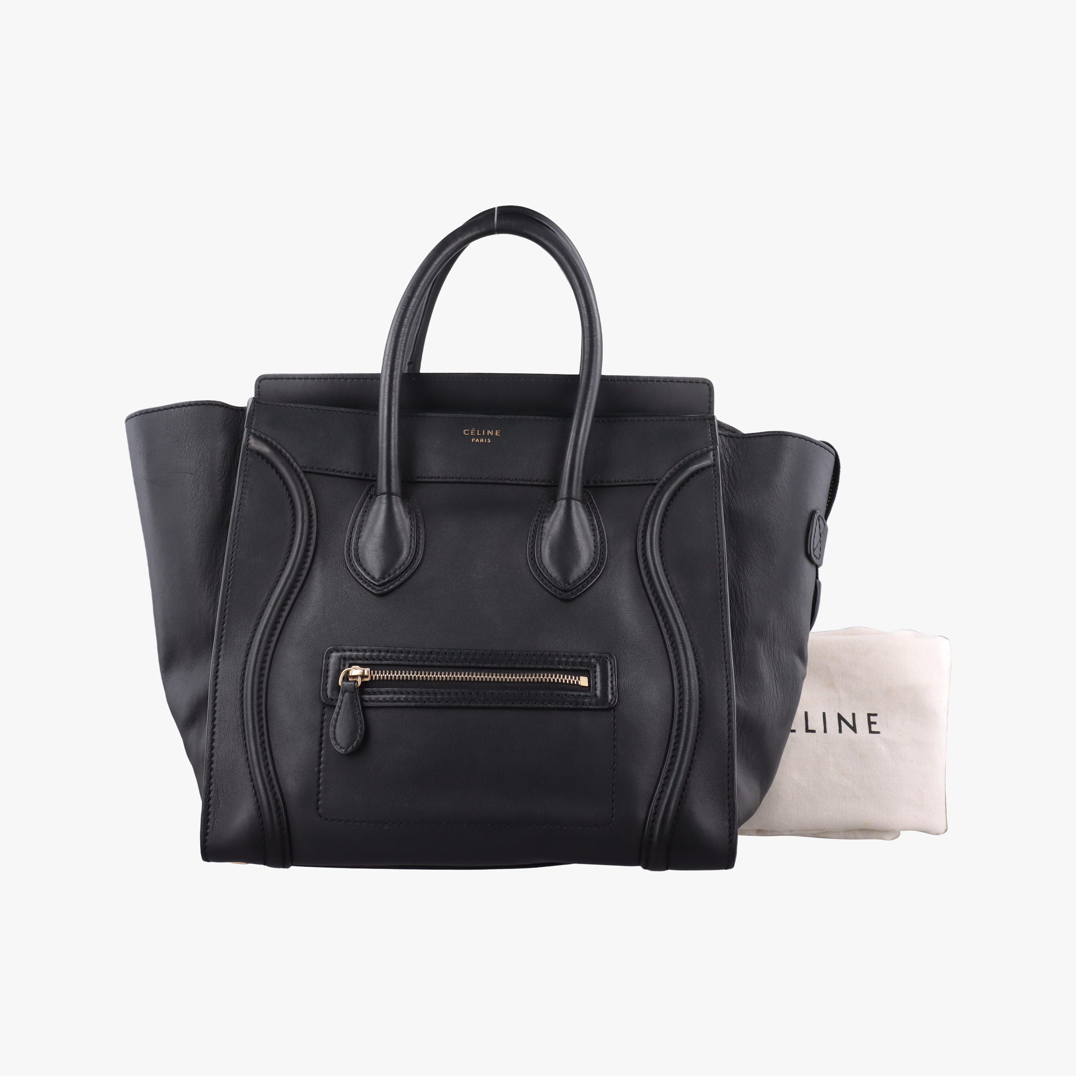 Pre-owned Celine Luggage Mini Shopper Black Leather  handbag | stylenewstar